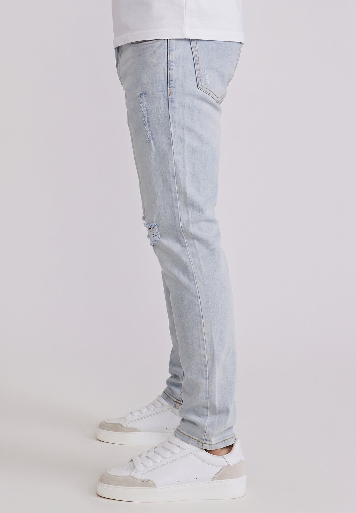 Washed Light Blue Distressed Slim Fit Jeans (2)