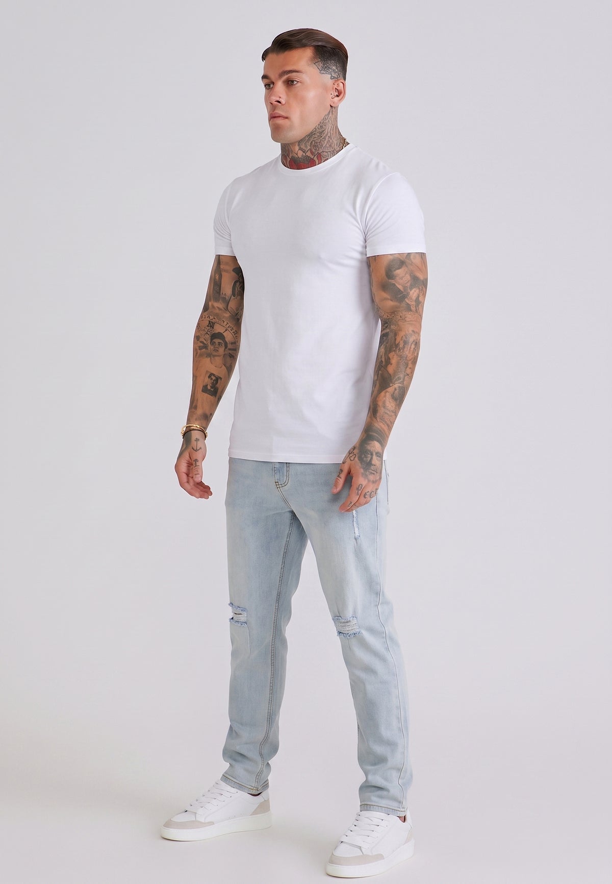Washed Light Blue Distressed Slim Fit Jeans (3)