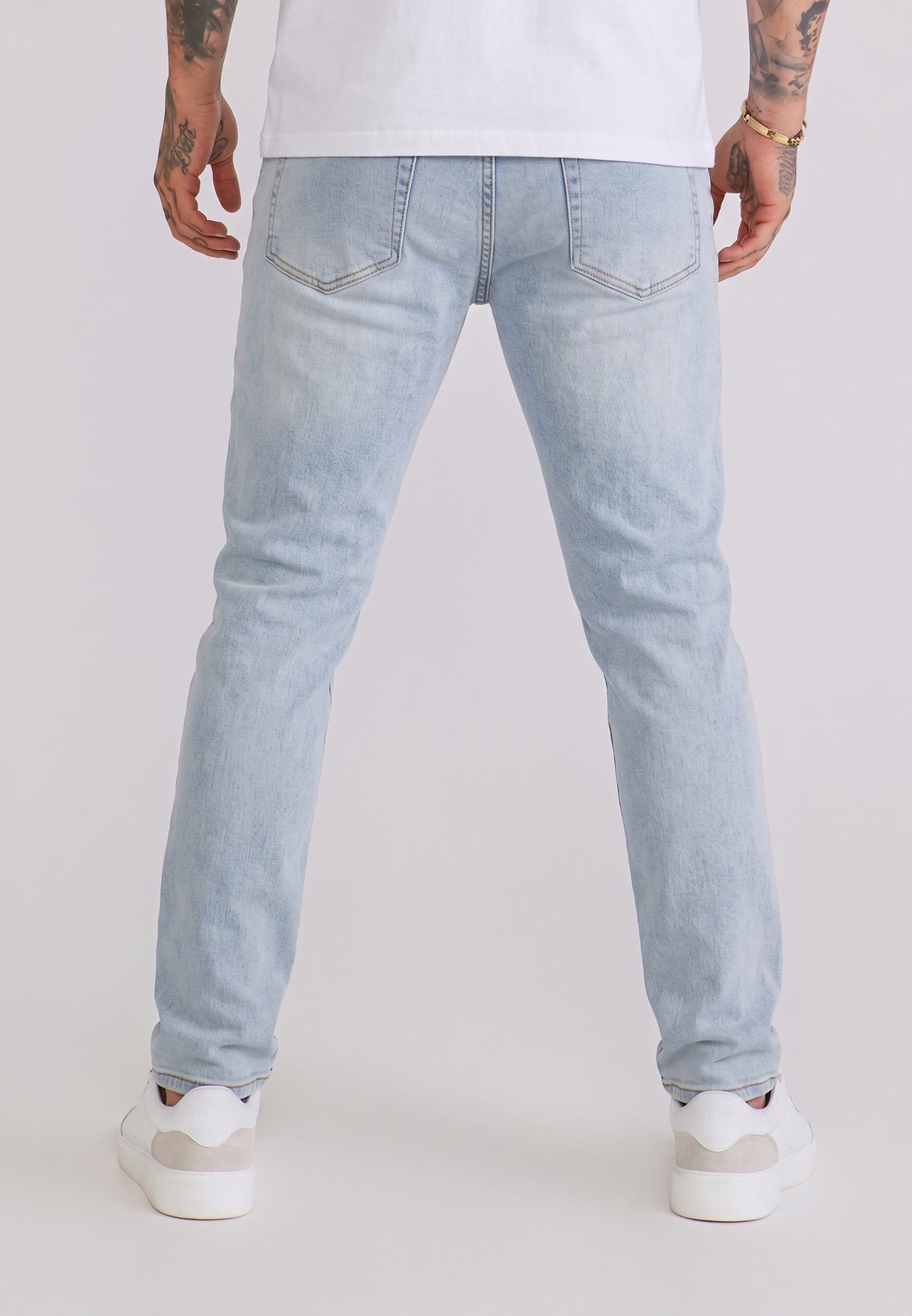 Washed Light Blue Distressed Slim Fit Jeans (4)
