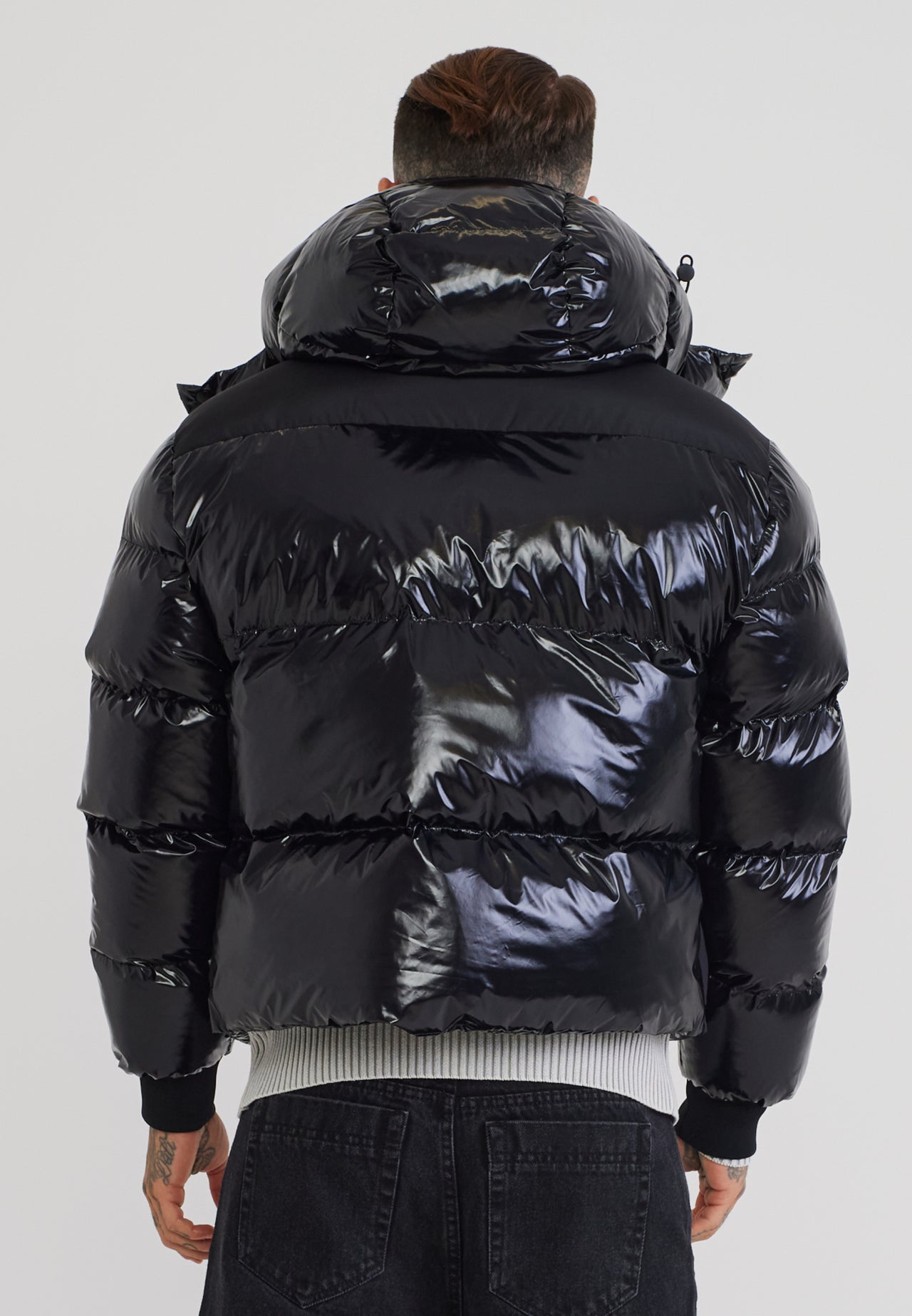 Black Half Shine Puffer Jacket (4)
