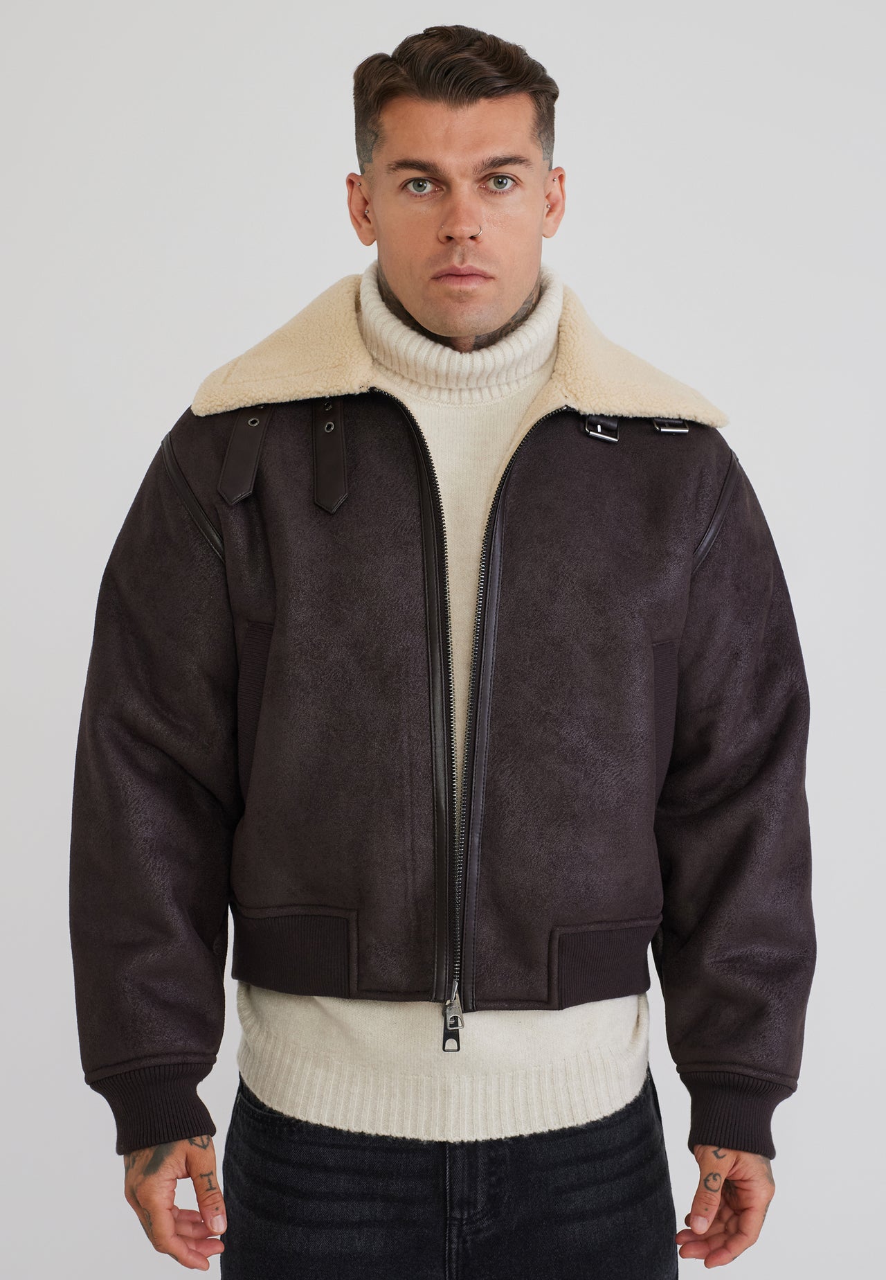 Brown Aviator Bomber Jacket