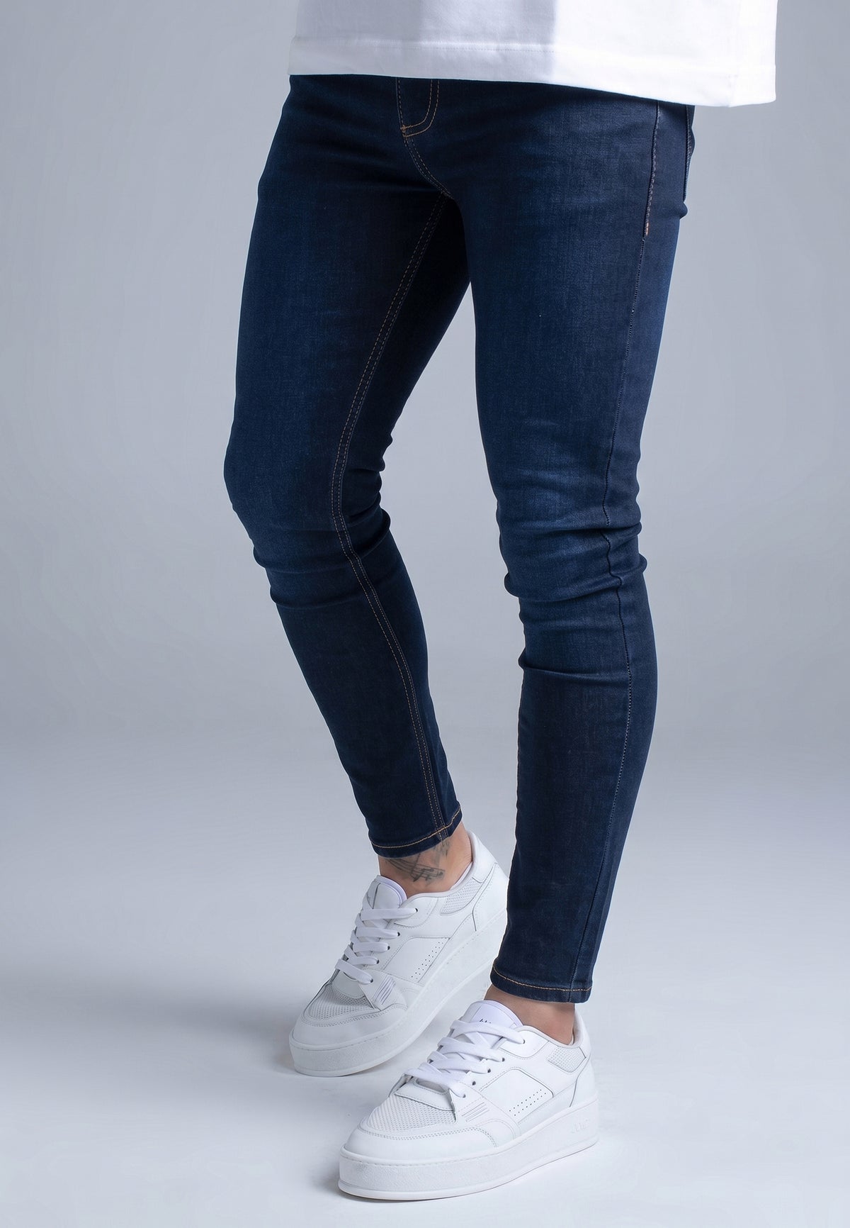 Washed Indigo Blue Skinny Jeans (3)