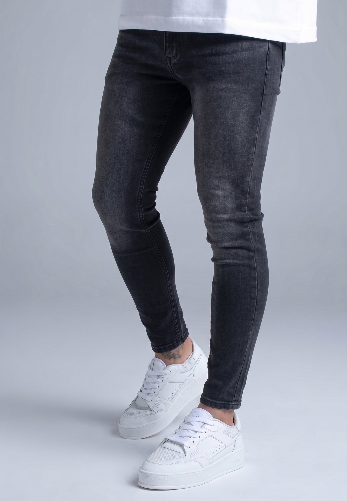 Washed Dark Grey Skinny Jeans (2)