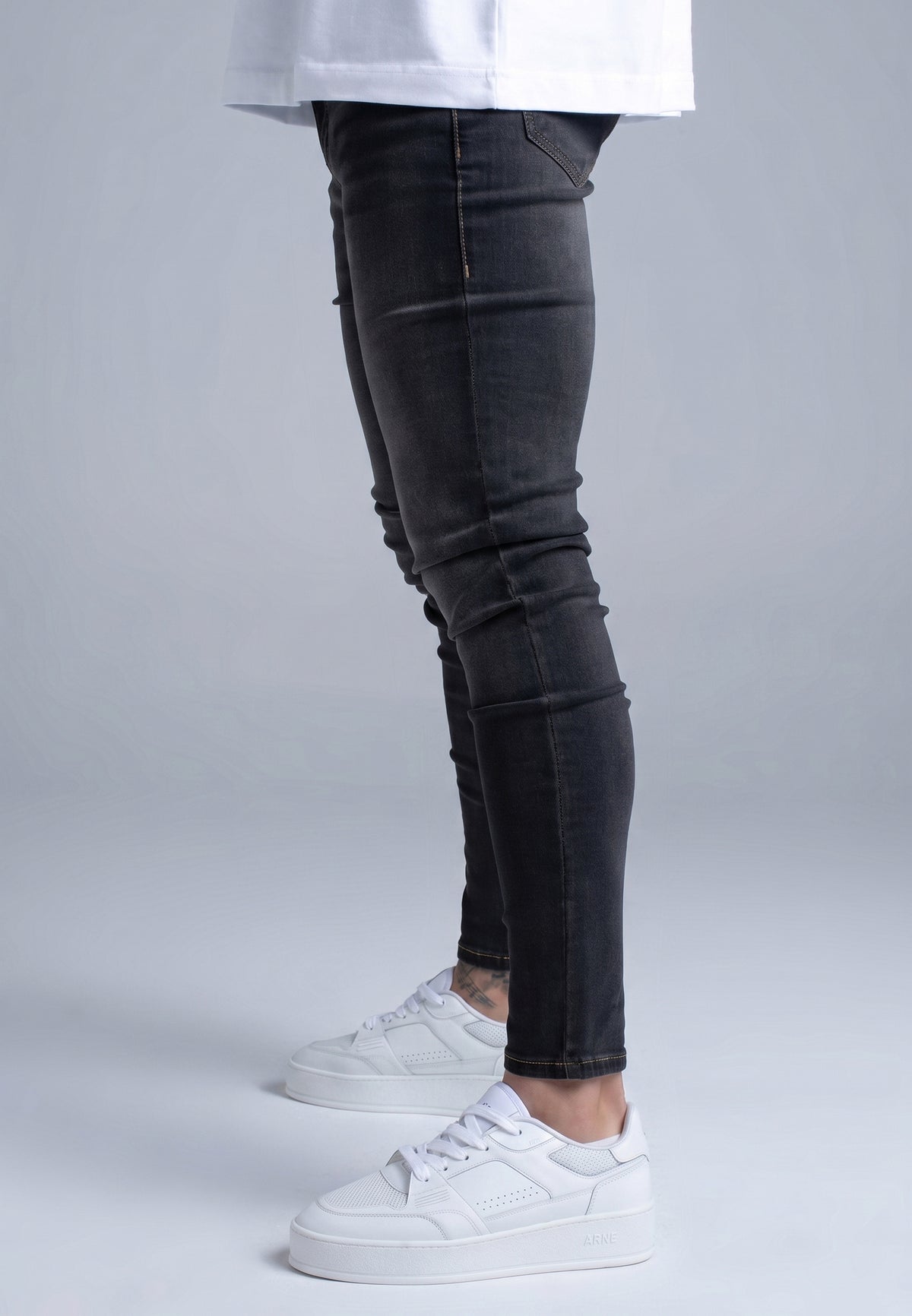 Washed Dark Grey Skinny Jeans (3)