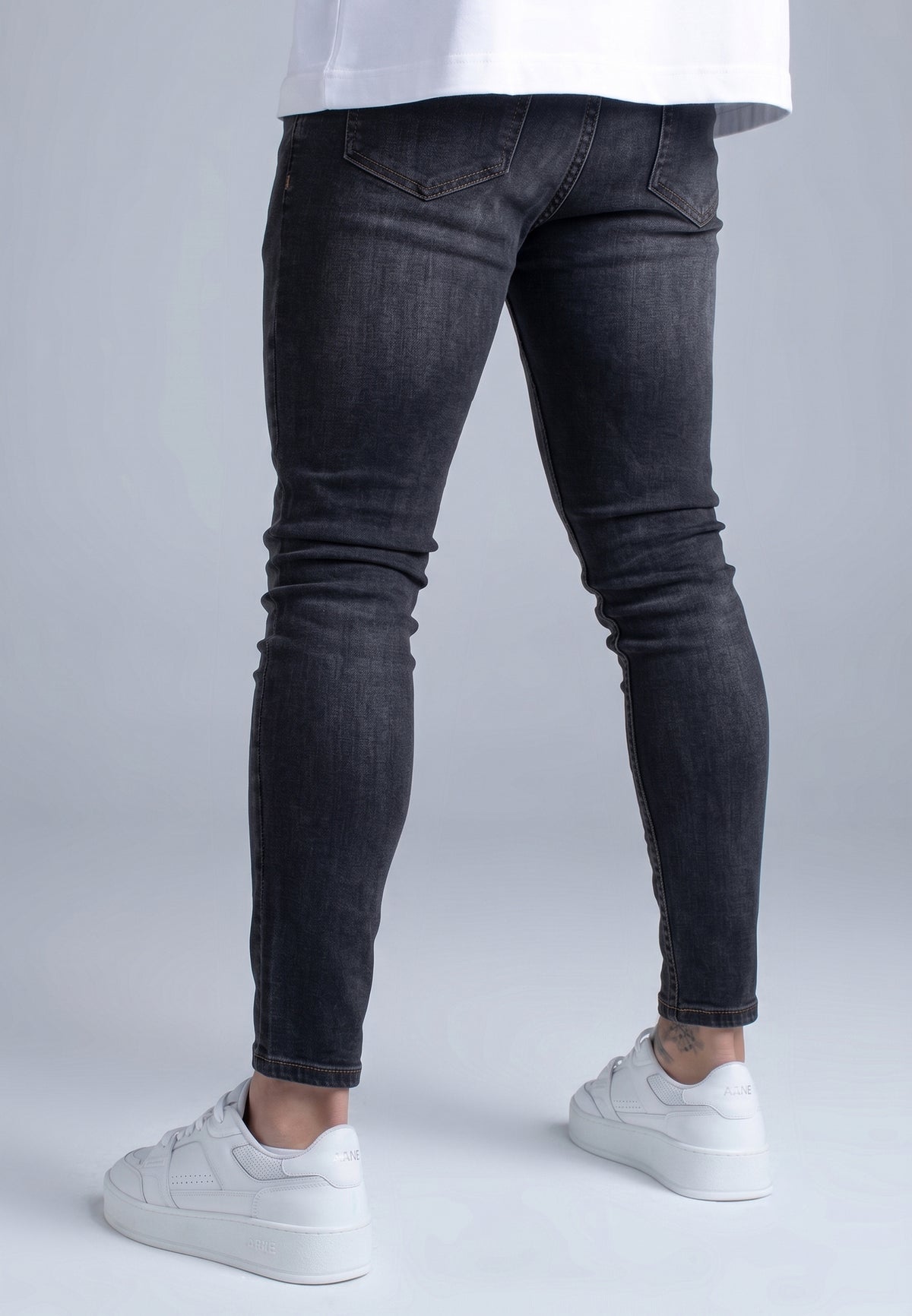 Washed Dark Grey Skinny Jeans (4)