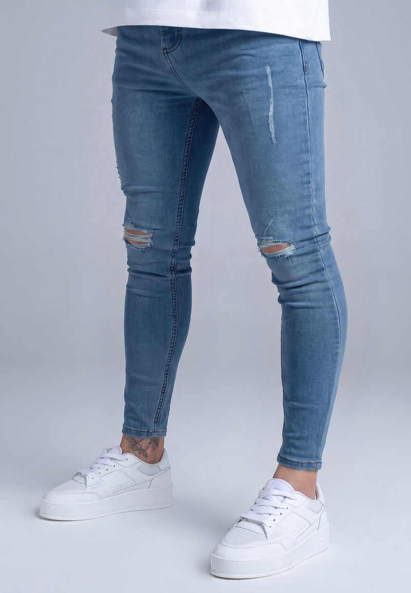 Washed Blue Distressed Skinny Jeans