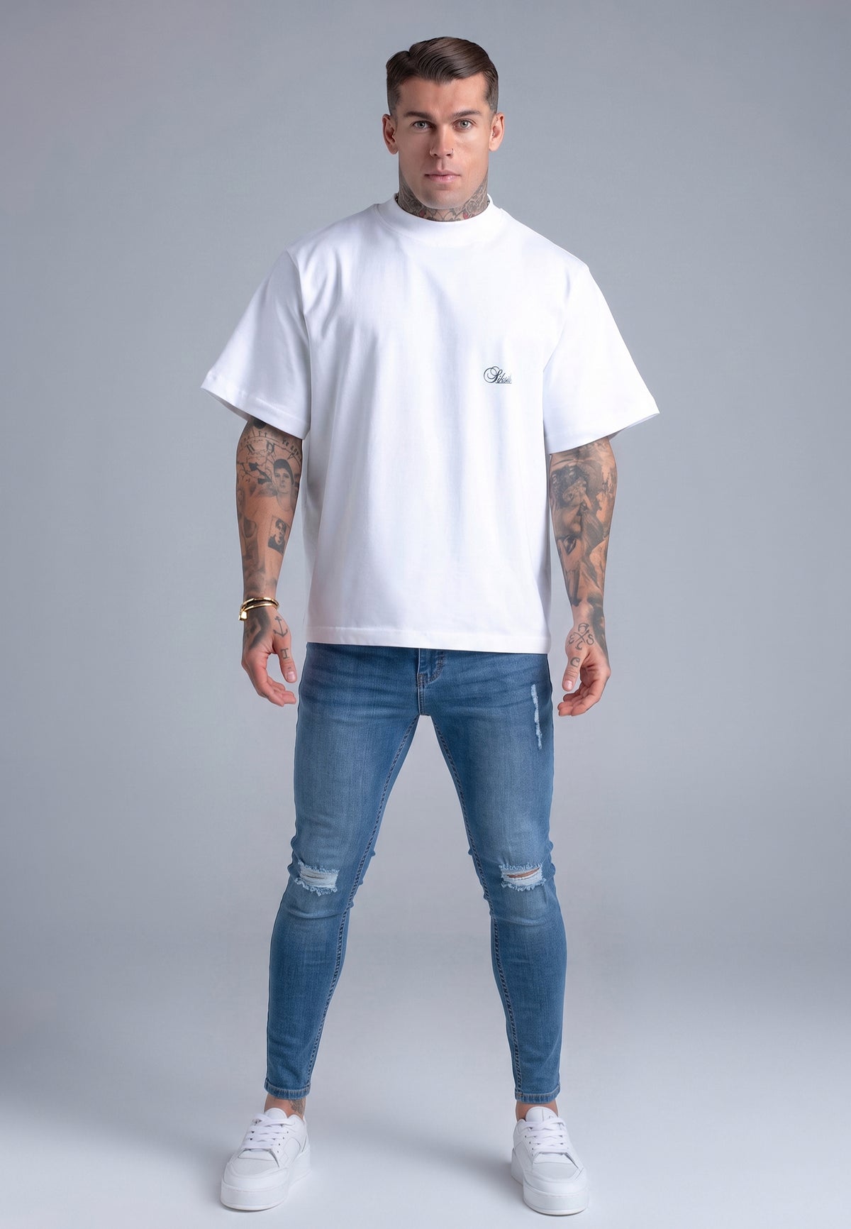 Washed Blue Distressed Skinny Jeans (1)