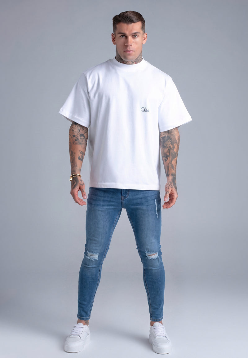 Washed Blue Distressed Skinny Jeans (1)