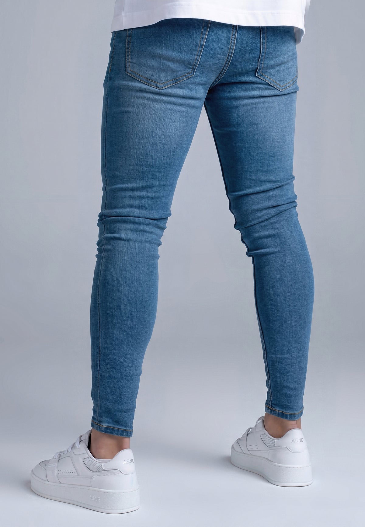Washed Blue Distressed Skinny Jeans (4)