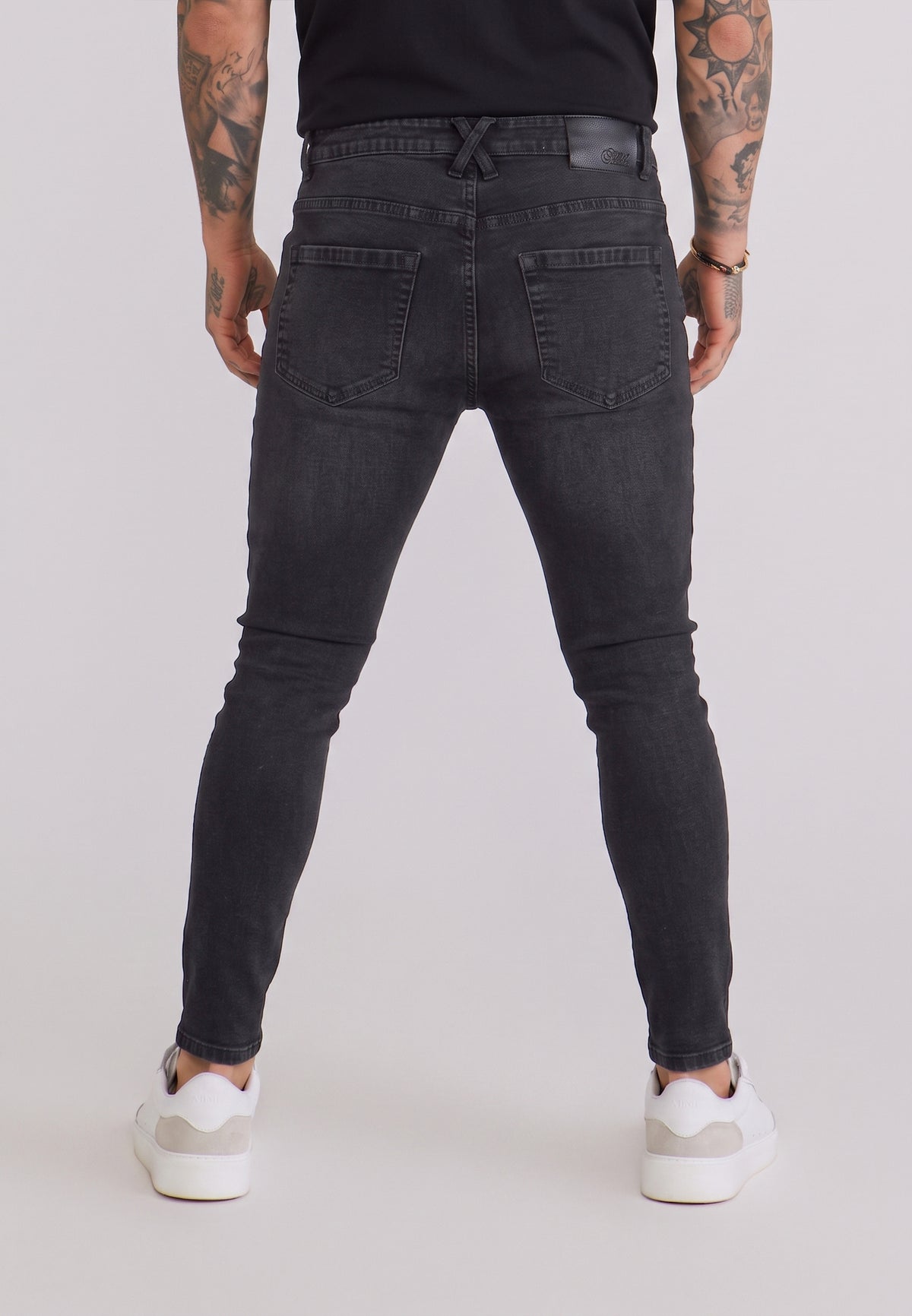 Washed Dark Grey Distressed Skinny Jeans (1)