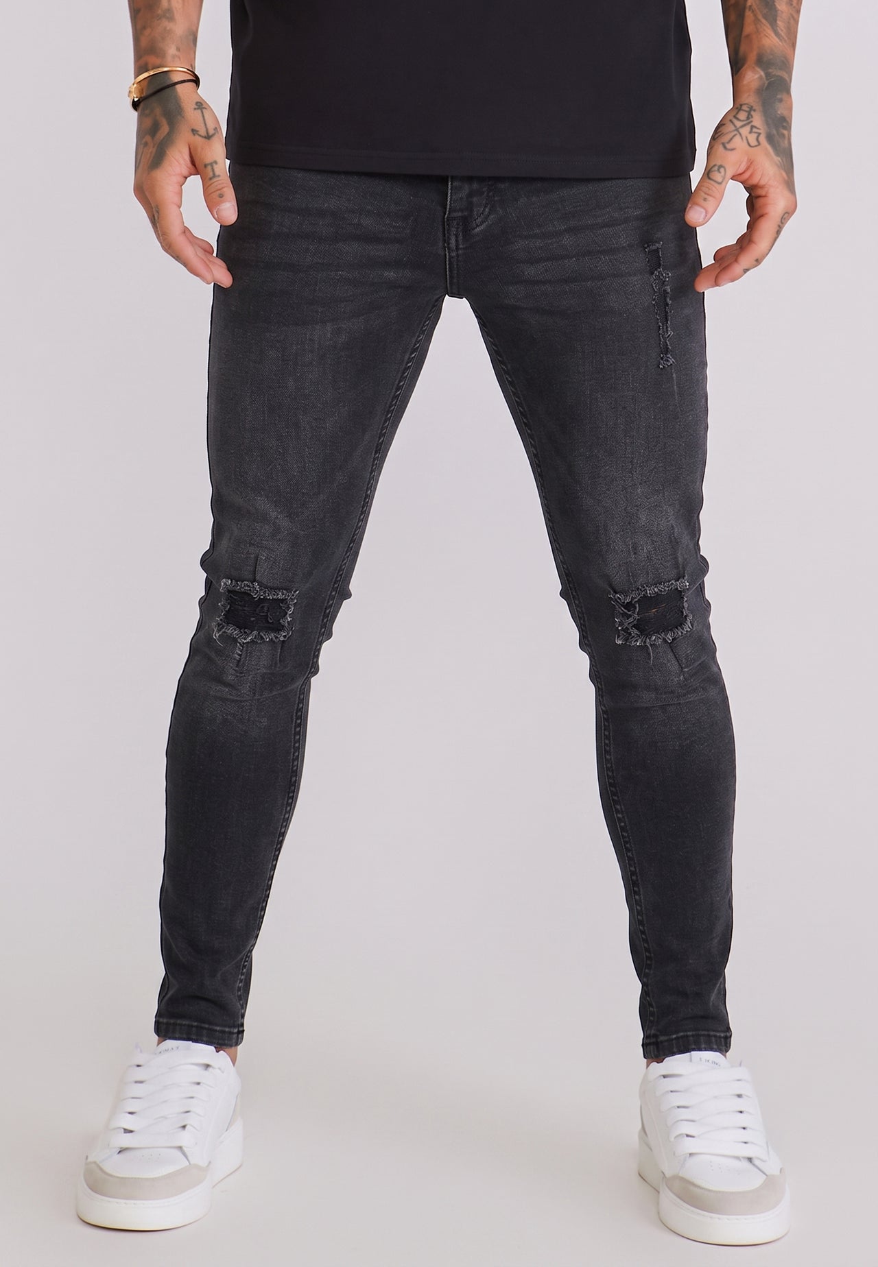 Black Distressed Skinny Jeans