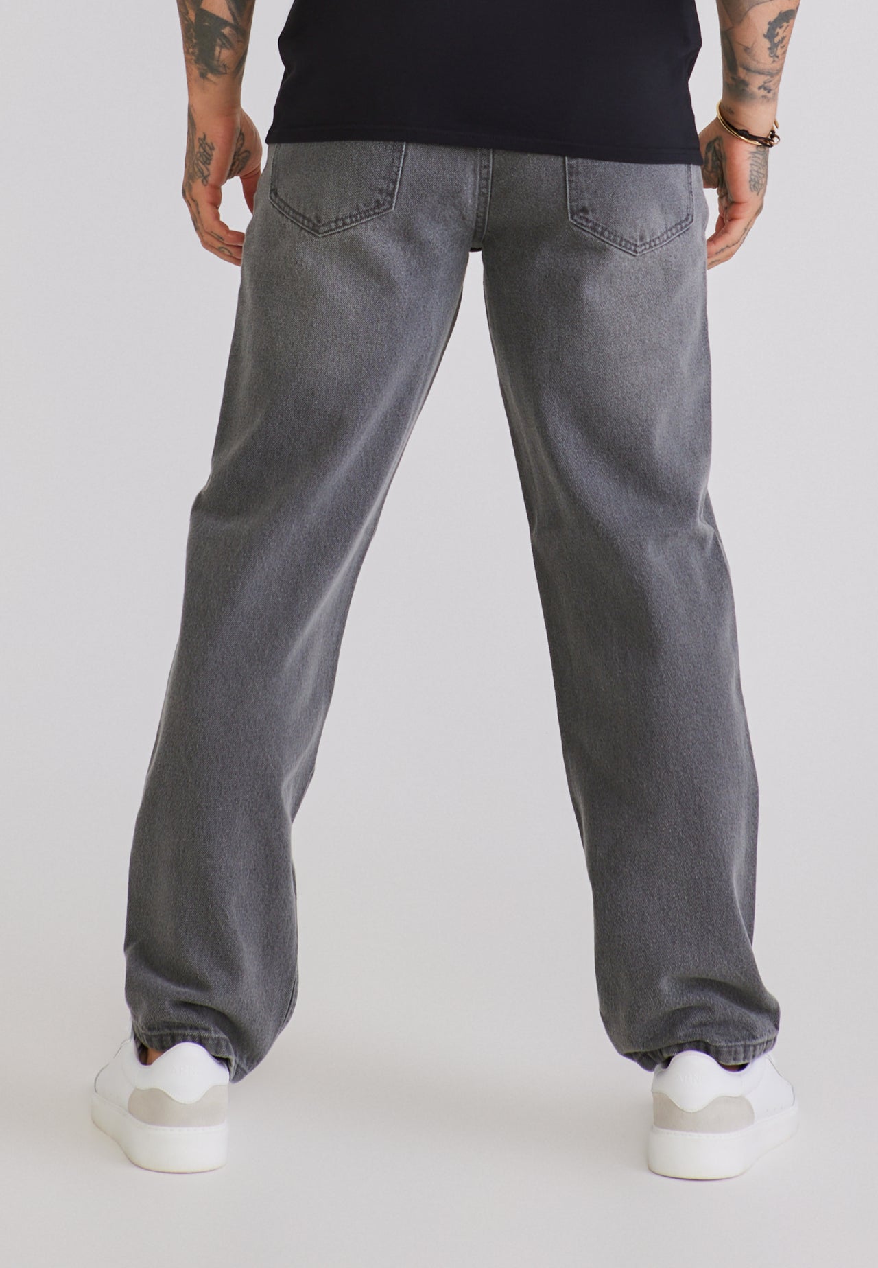 Washed Dark Grey Straight Fit Jeans (1)