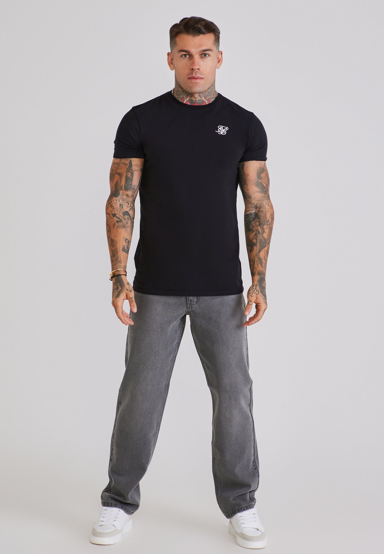 Washed Dark Grey Straight Fit Jeans (2)
