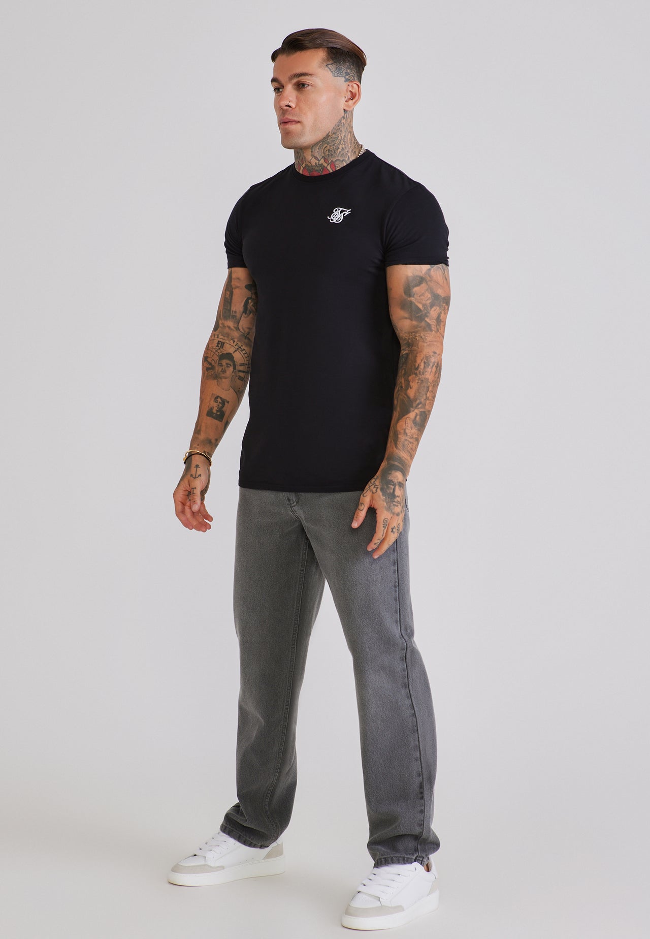 Washed Dark Grey Straight Fit Jeans (4)