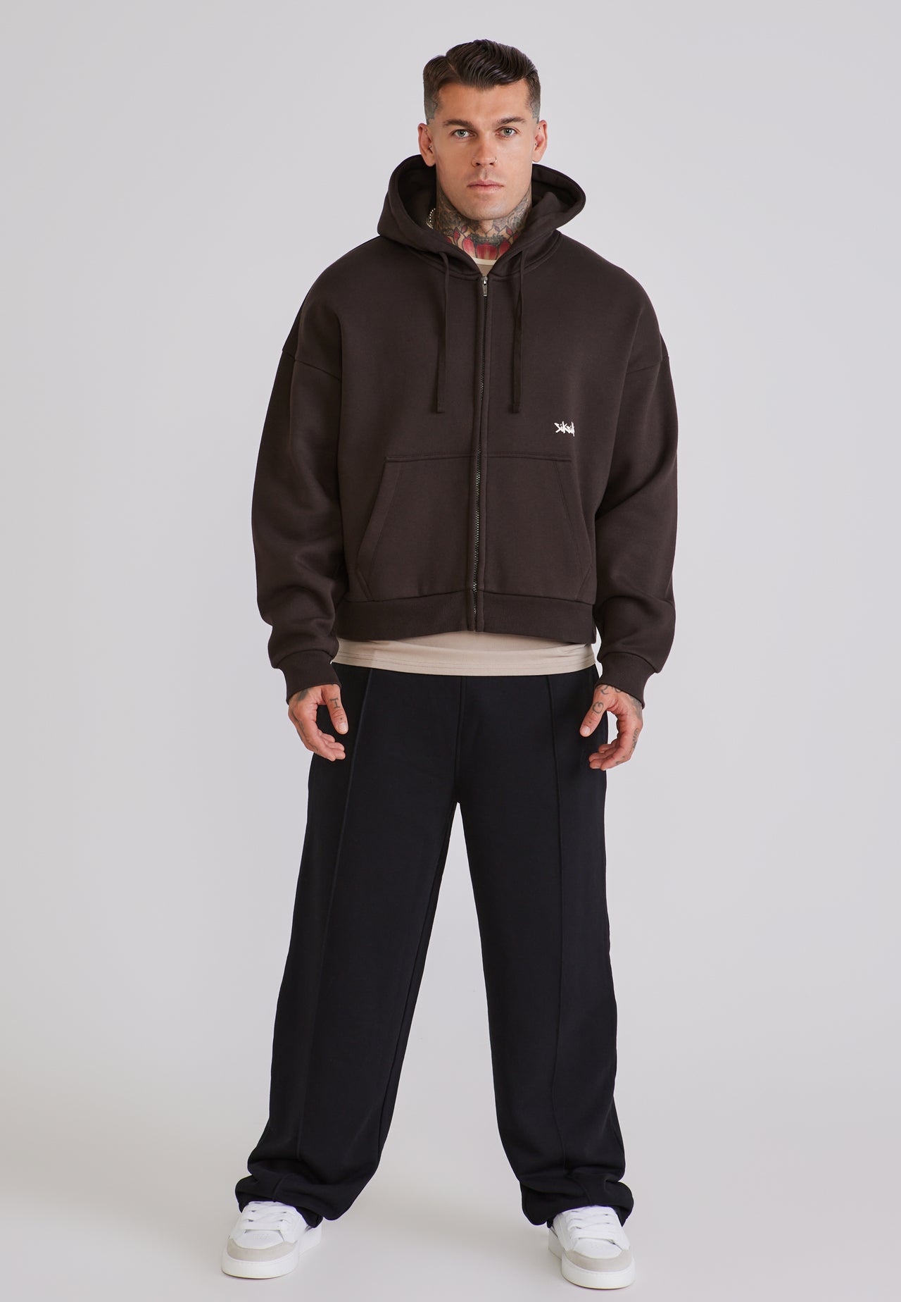 Brown Essentials Full Zip Hoodie (2)