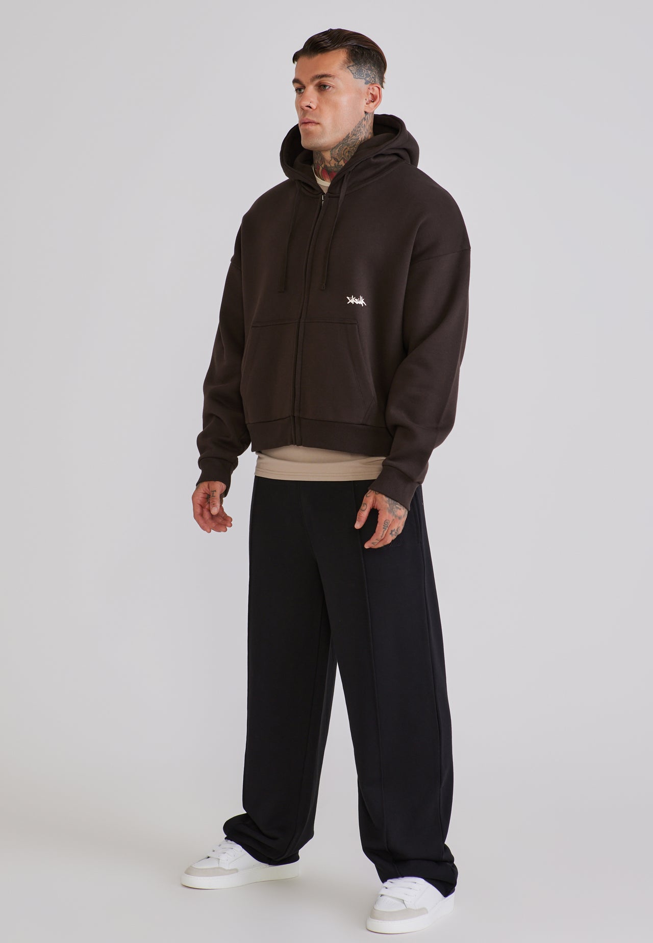 Brown Essentials Full Zip Hoodie (3)
