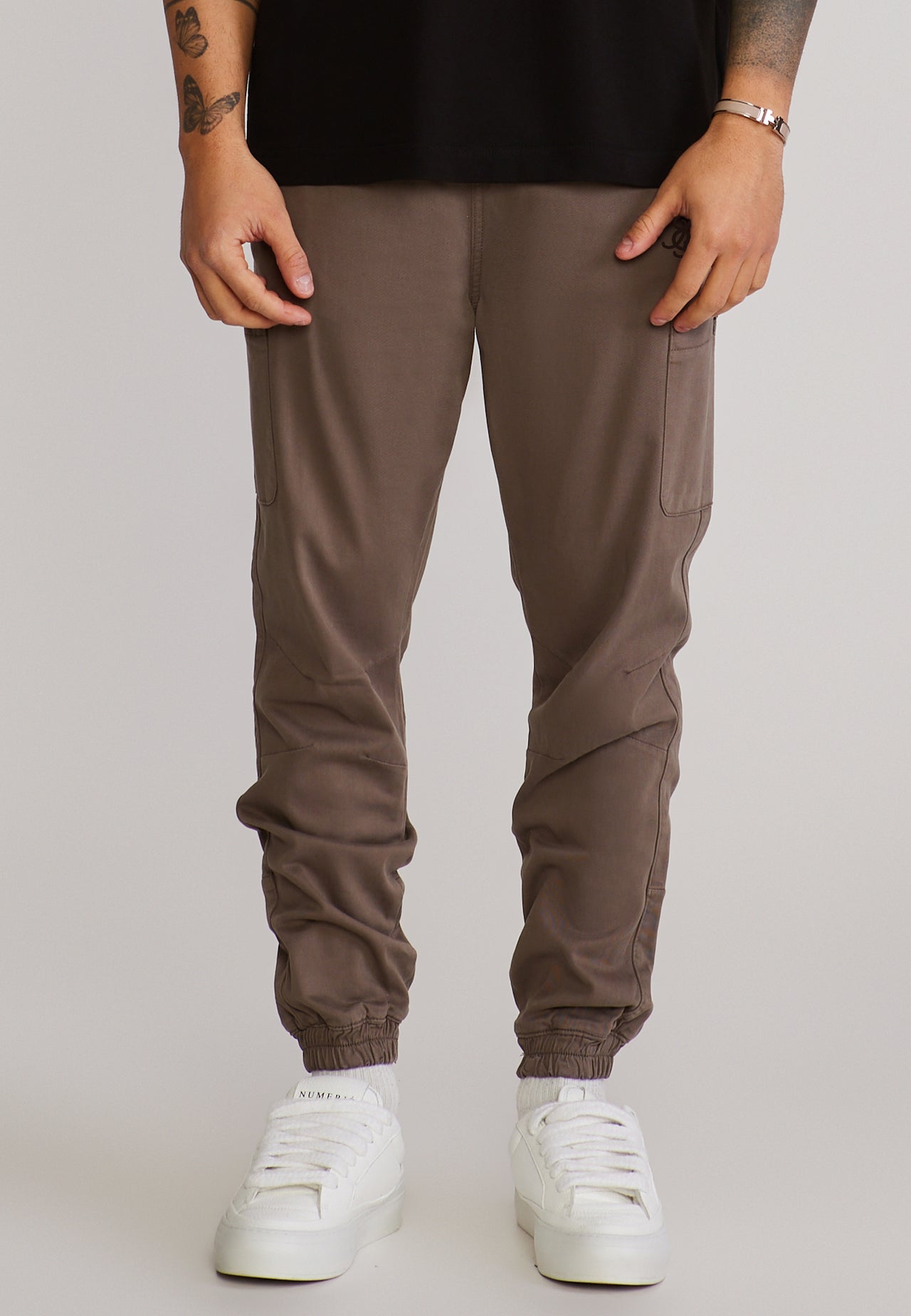 Mid Brown Slim Fit Cargo Pants