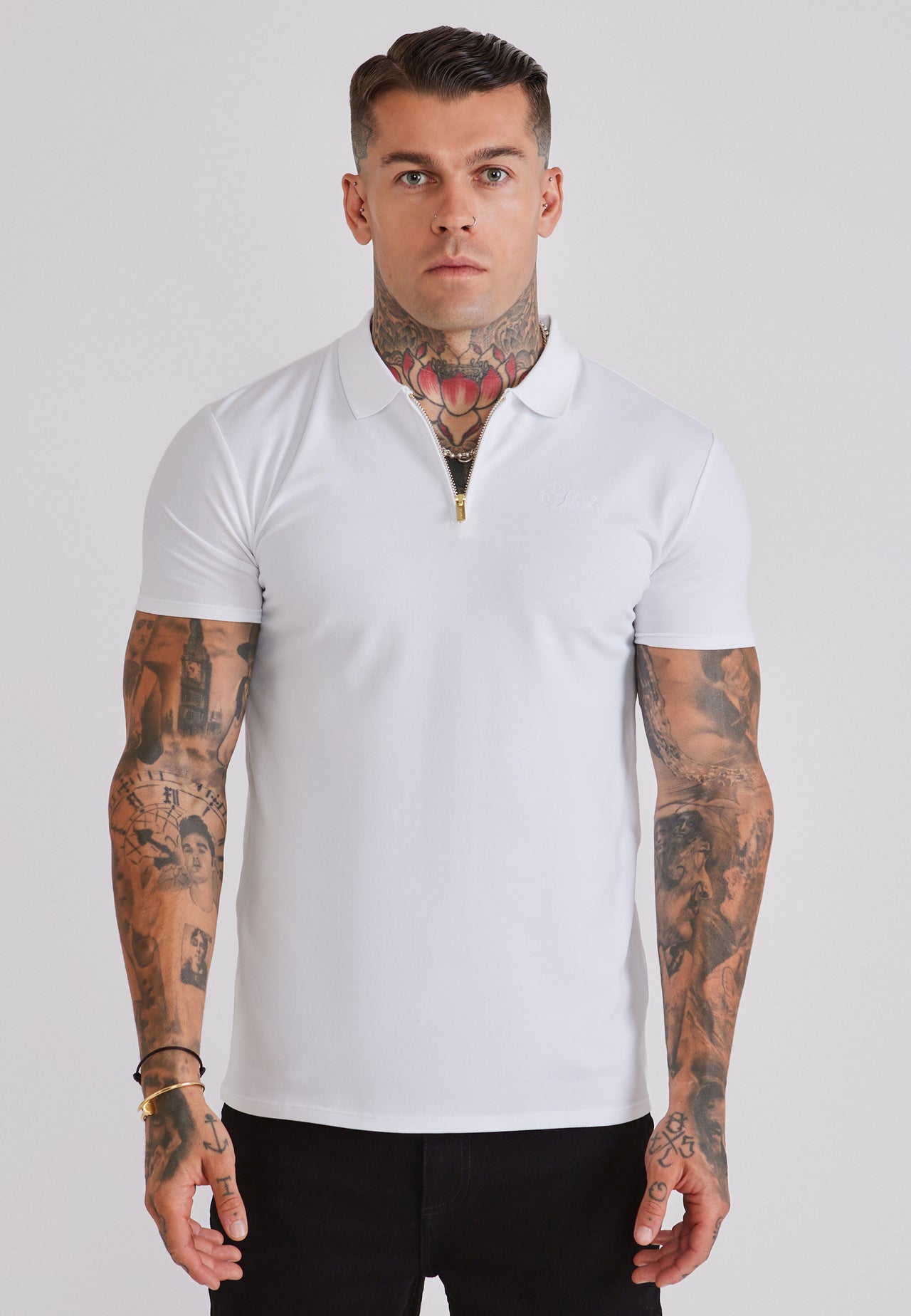 White Zip Polo T-Shirt