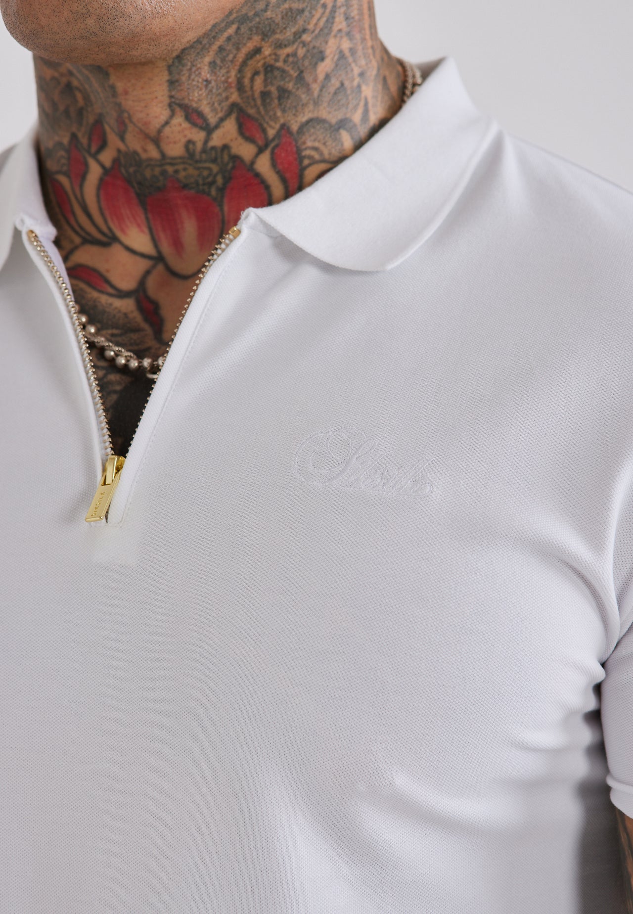 White Zip Polo T-Shirt (1)
