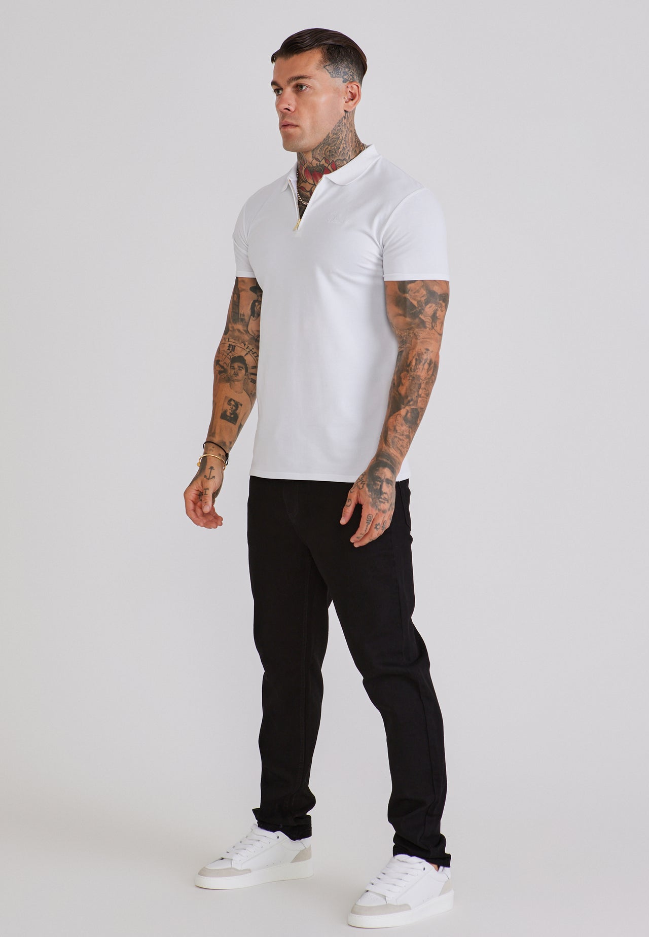 White Zip Polo T-Shirt (3)