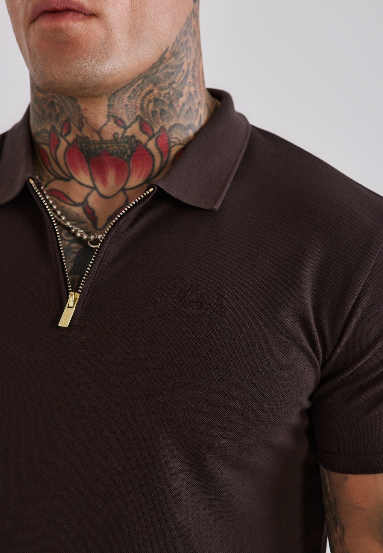 Brown Zip Polo T-Shirt (1)