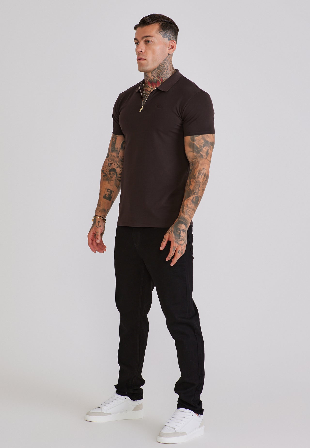 Brown Zip Polo T-Shirt (3)
