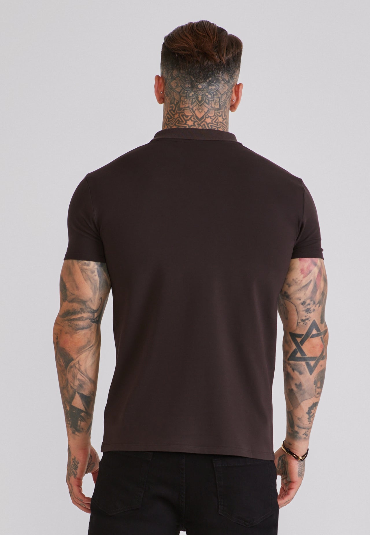 Brown Zip Polo T-Shirt (4)