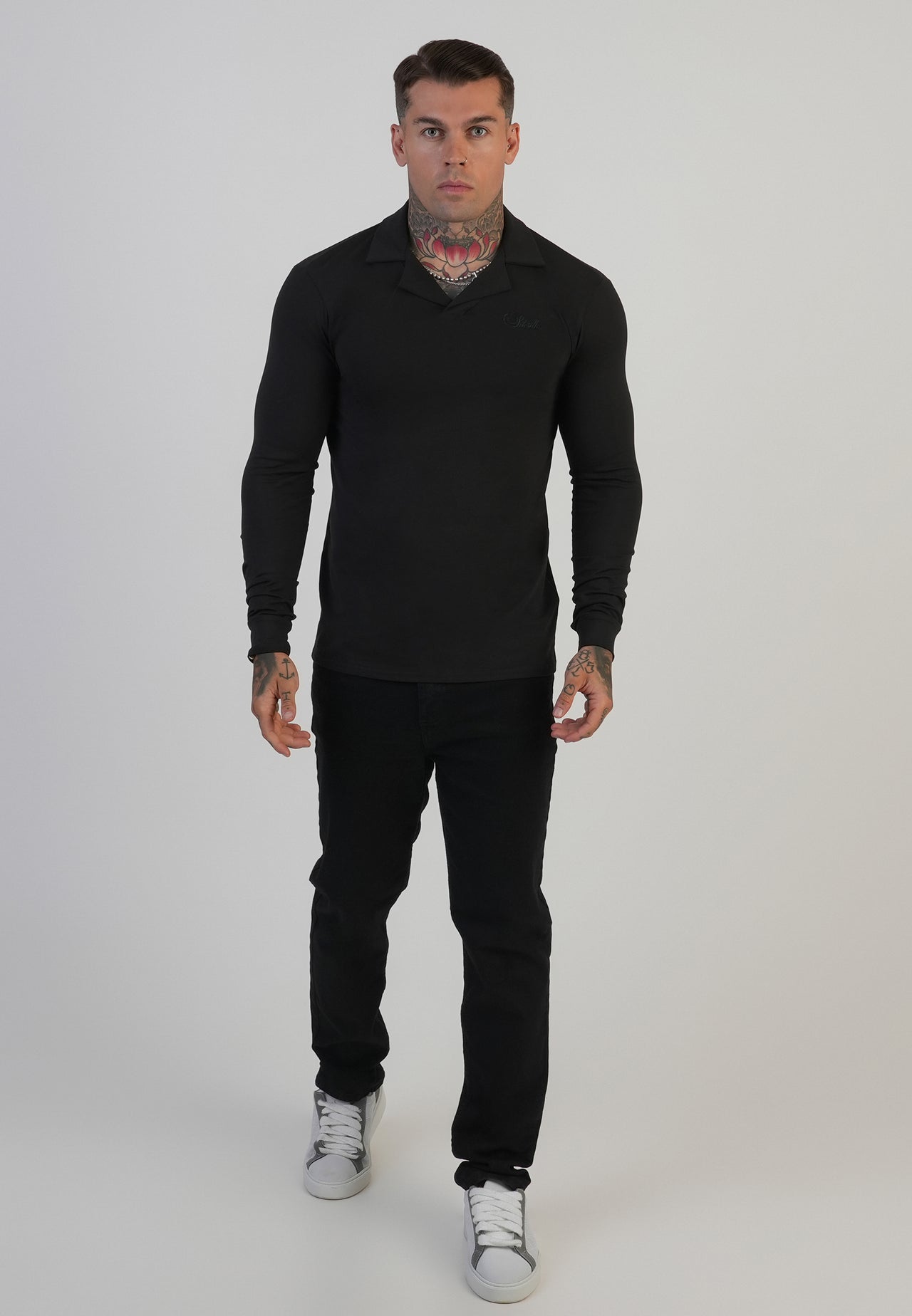 Black LS Revere Polo T-Shirt (2)
