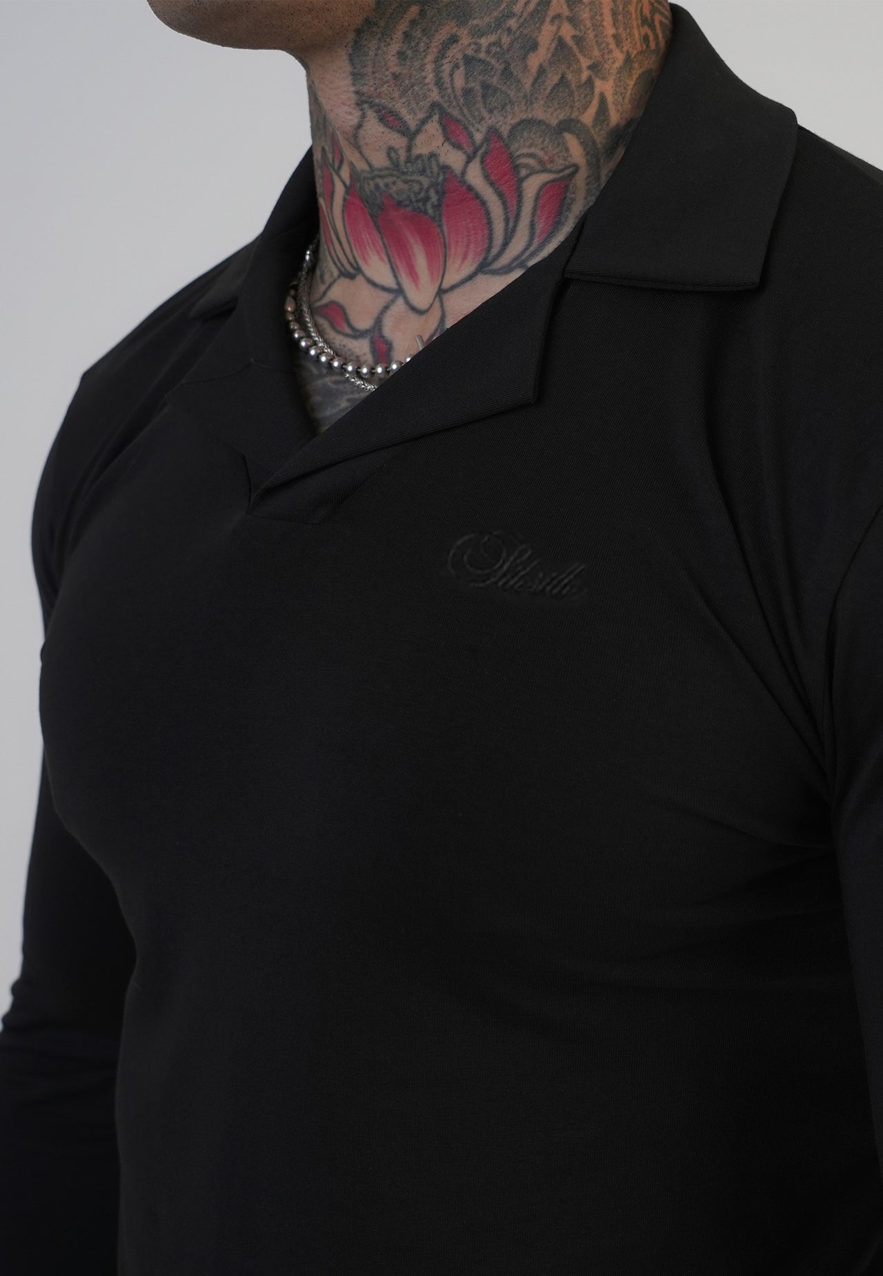 Black LS Revere Polo T-Shirt (3)