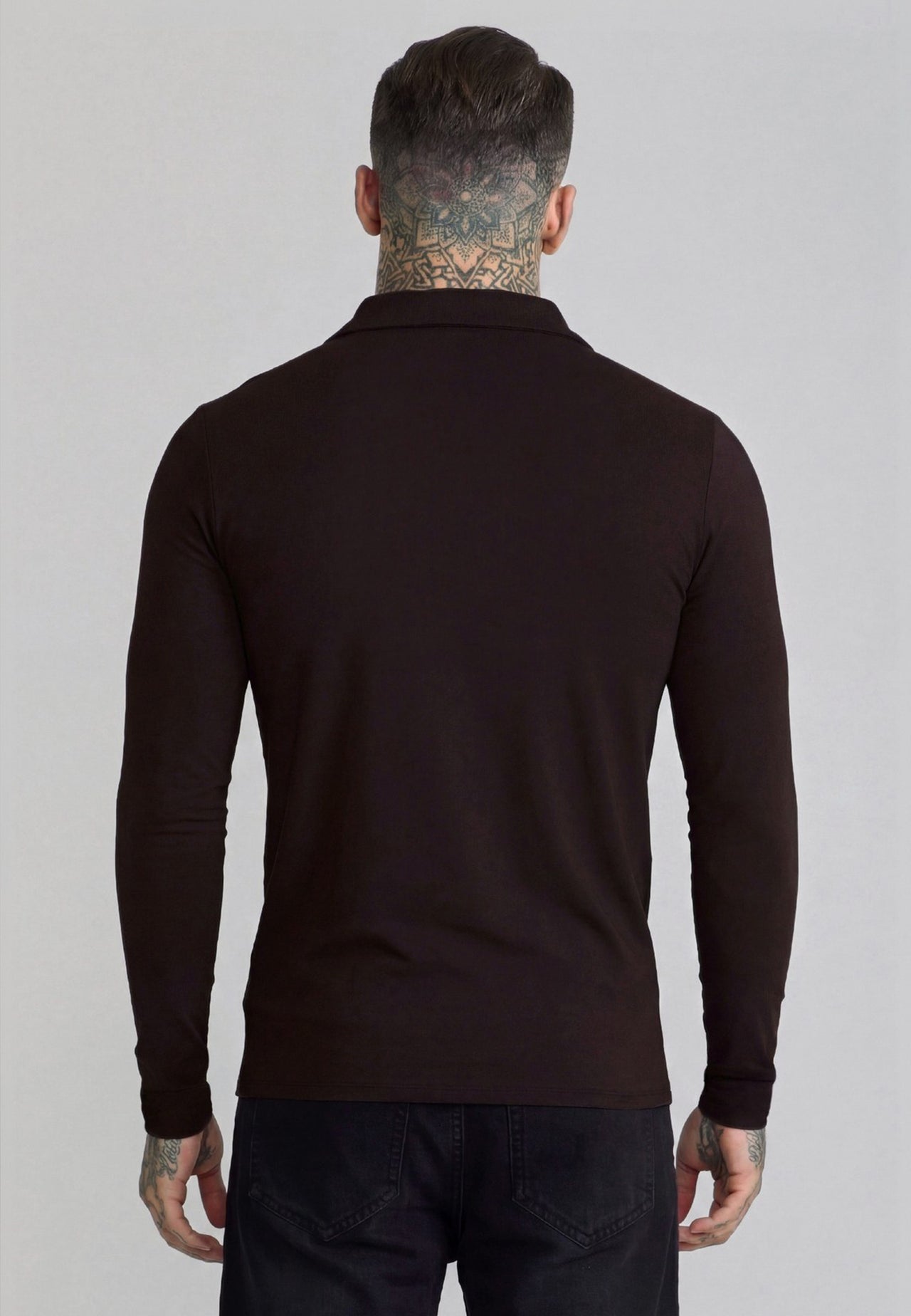 Brown LS Revere Polo T-Shirt (1)