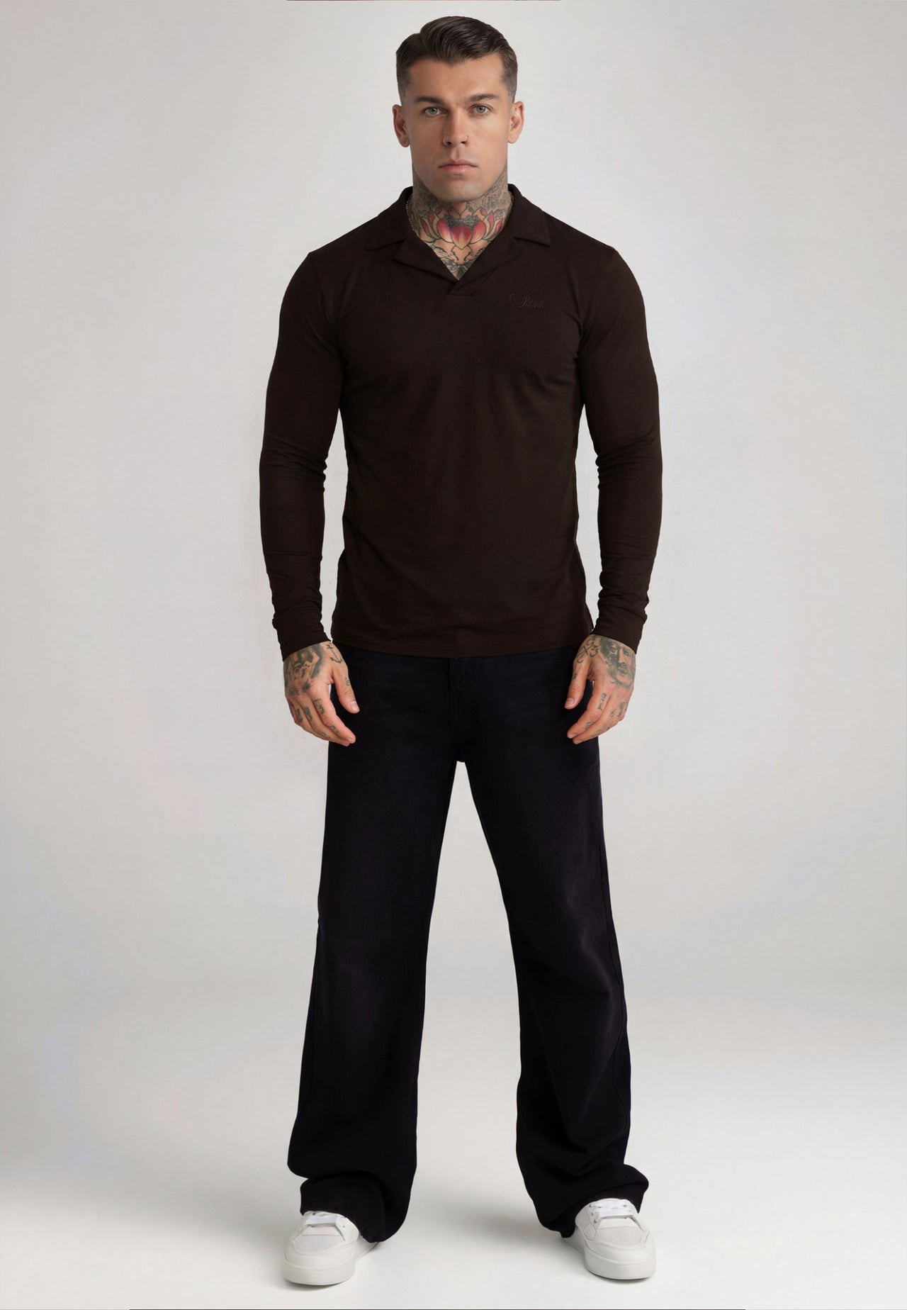 Brown LS Revere Polo T-Shirt (2)