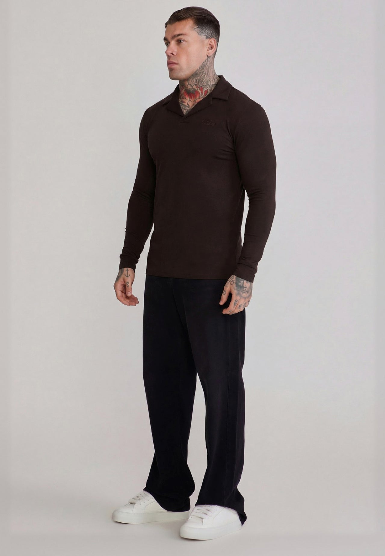 Brown LS Revere Polo T-Shirt (4)