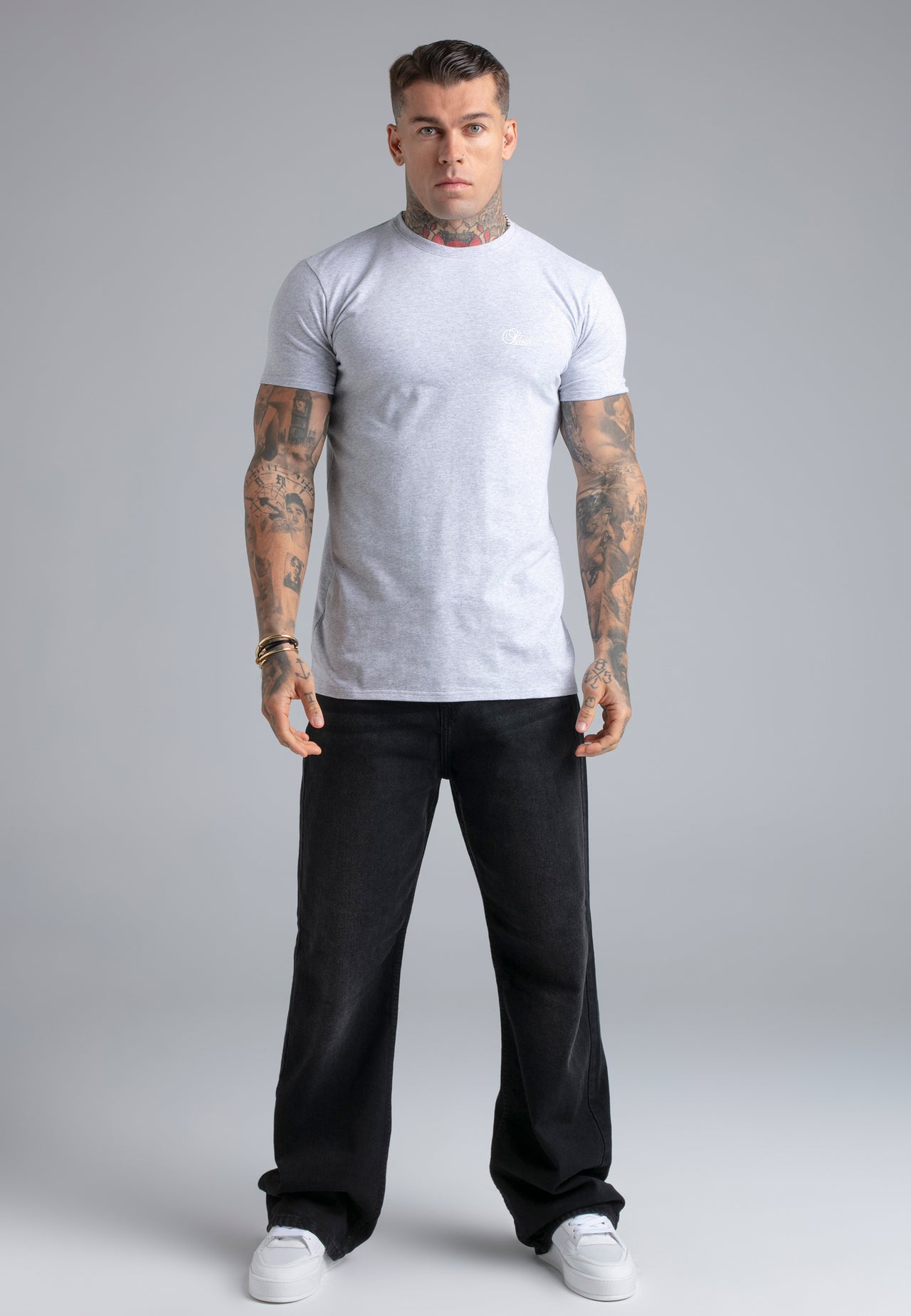 Grey Marl Essentials T-Shirt (2)