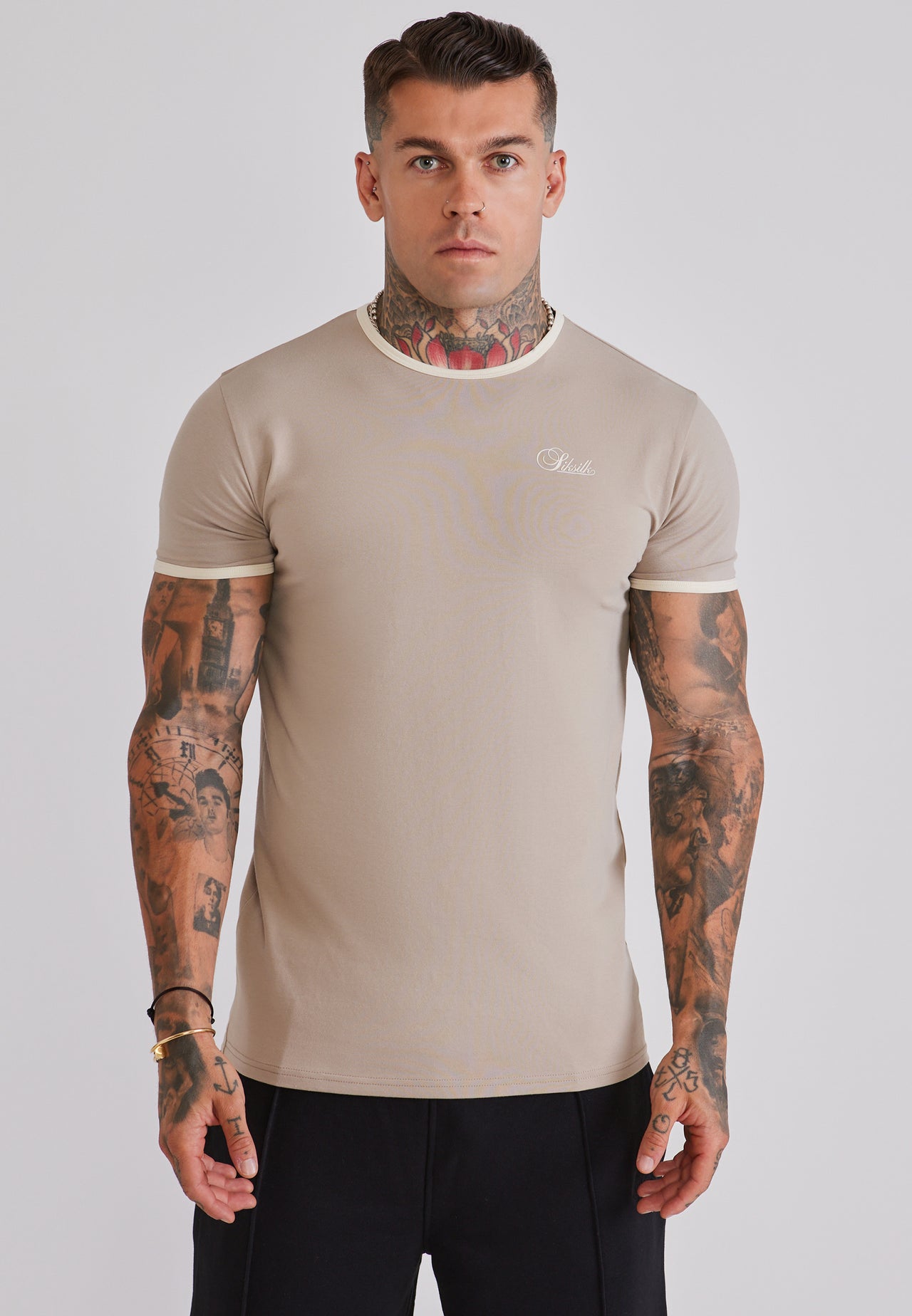 Stone and Ecru Ringer T-Shirt