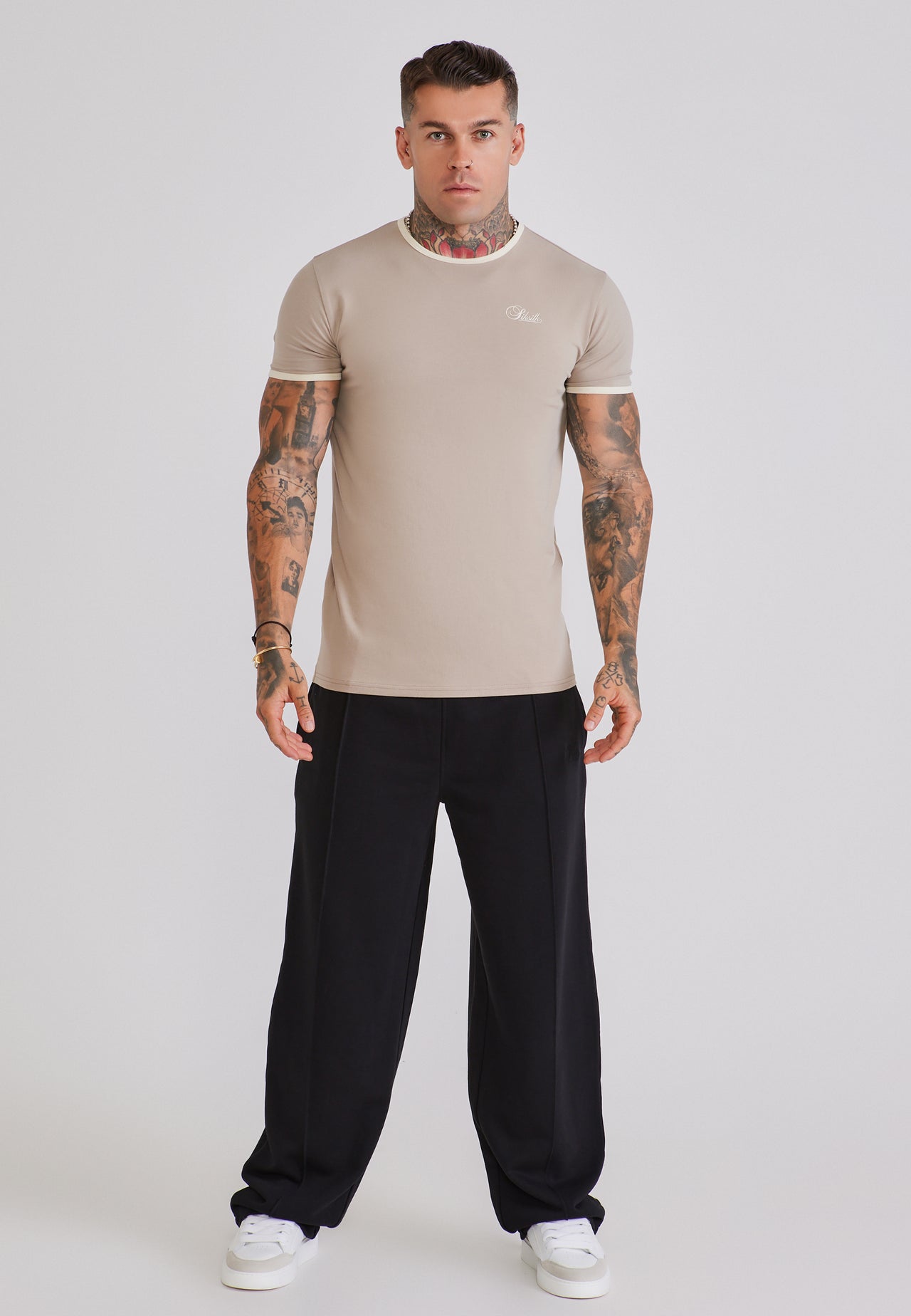 Stone and Ecru Ringer T-Shirt (2)