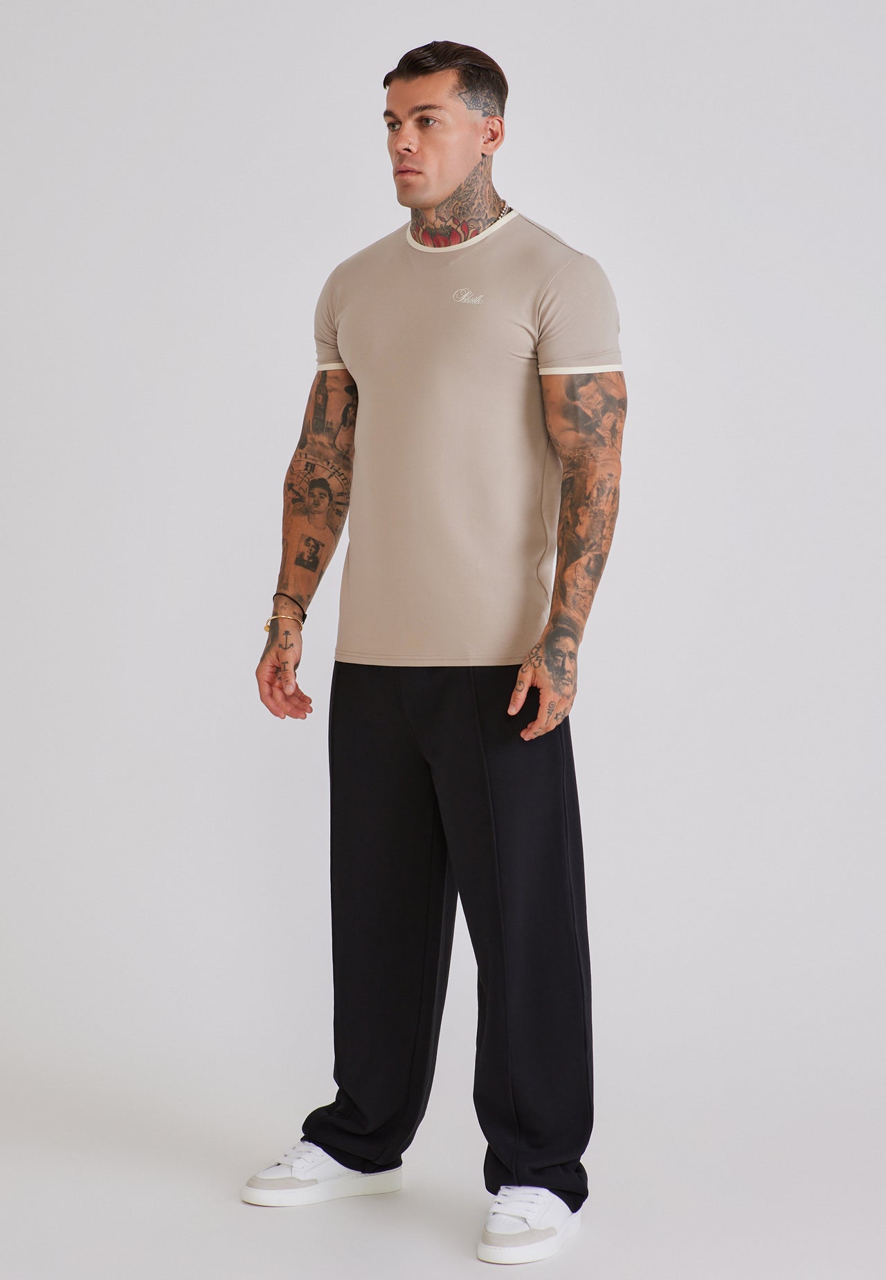 Stone and Ecru Ringer T-Shirt (3)
