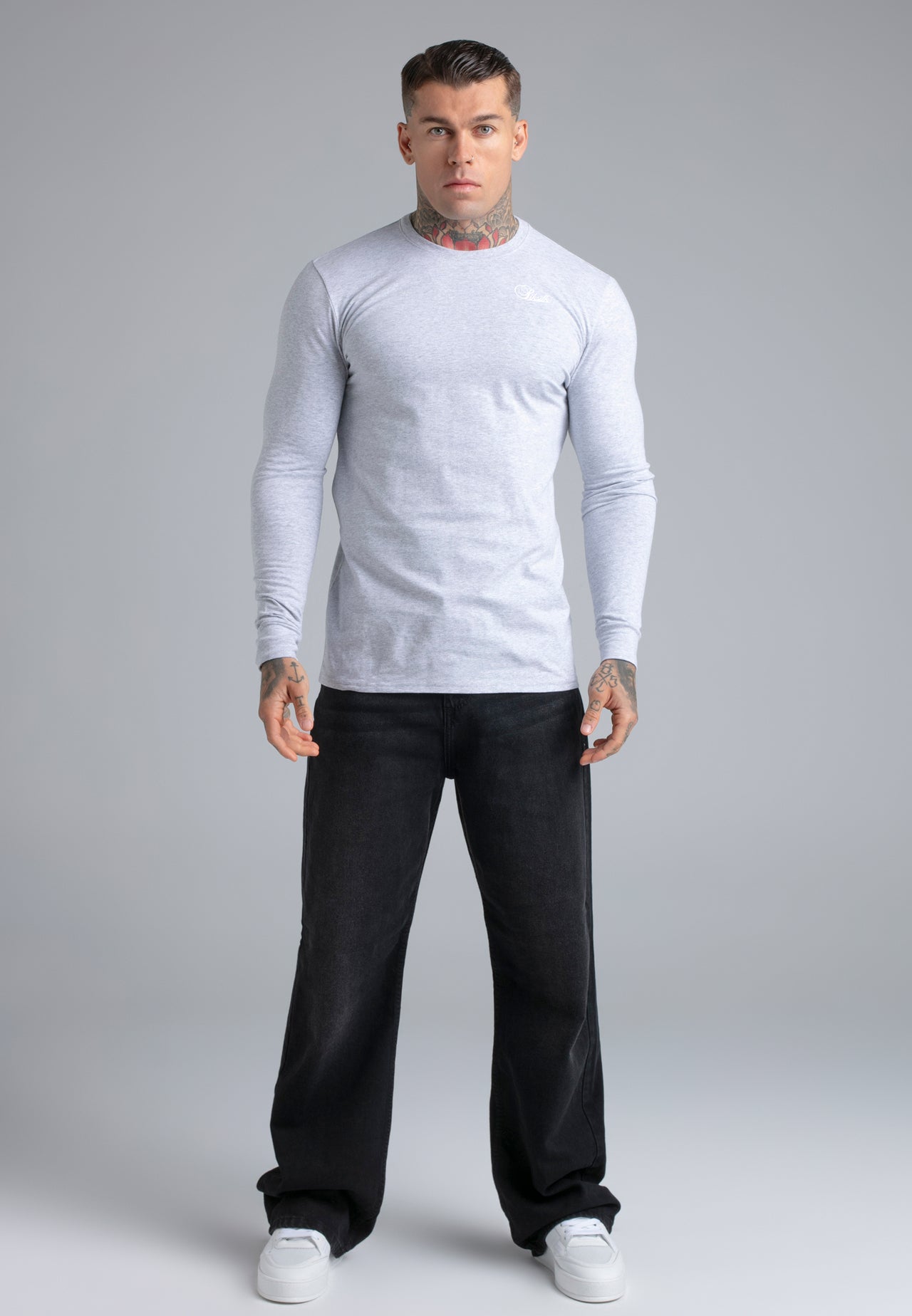 Grey Marl Essentials LS T-Shirt (2)