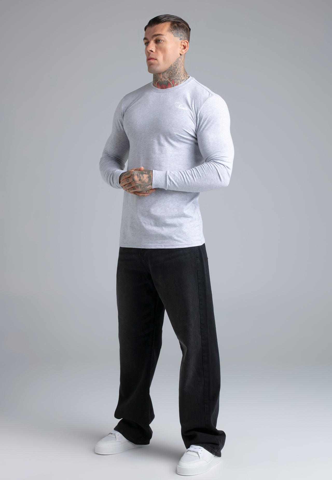 Grey Marl Essentials LS T-Shirt (4)