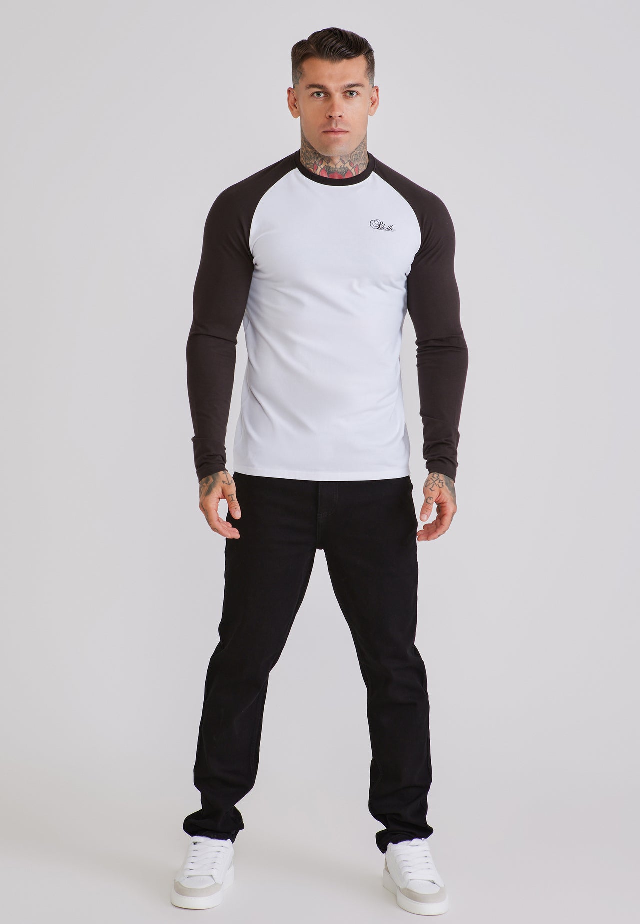 White and Brown LS Muscle Fit T-Shirt (2)