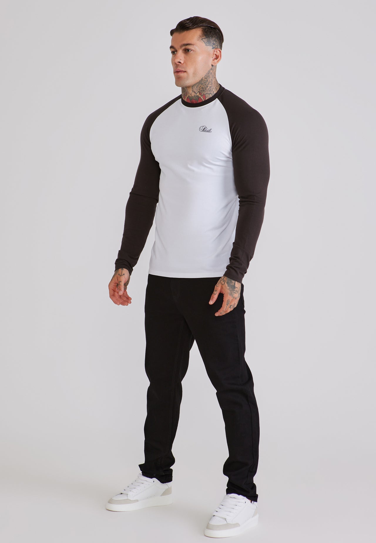 White and Brown LS Muscle Fit T-Shirt (3)