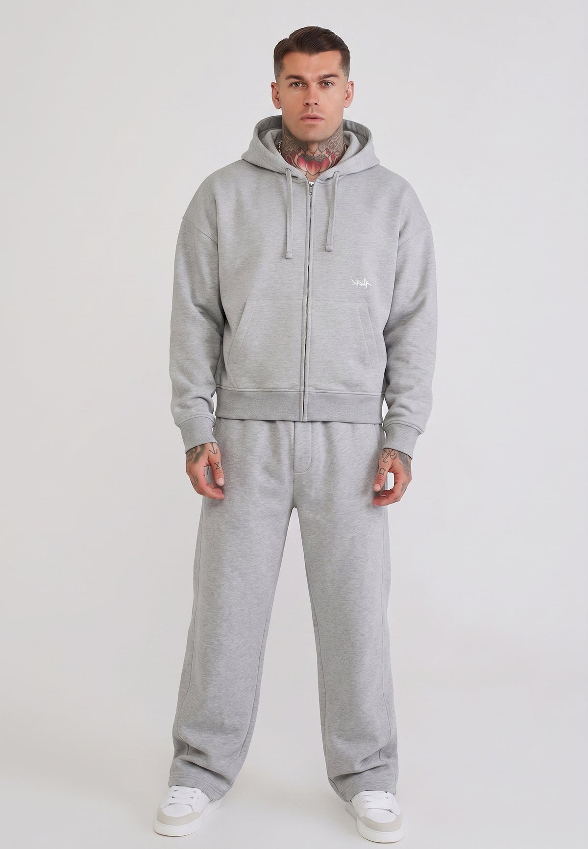 Grey Marl Full Zip Hoodie (3)