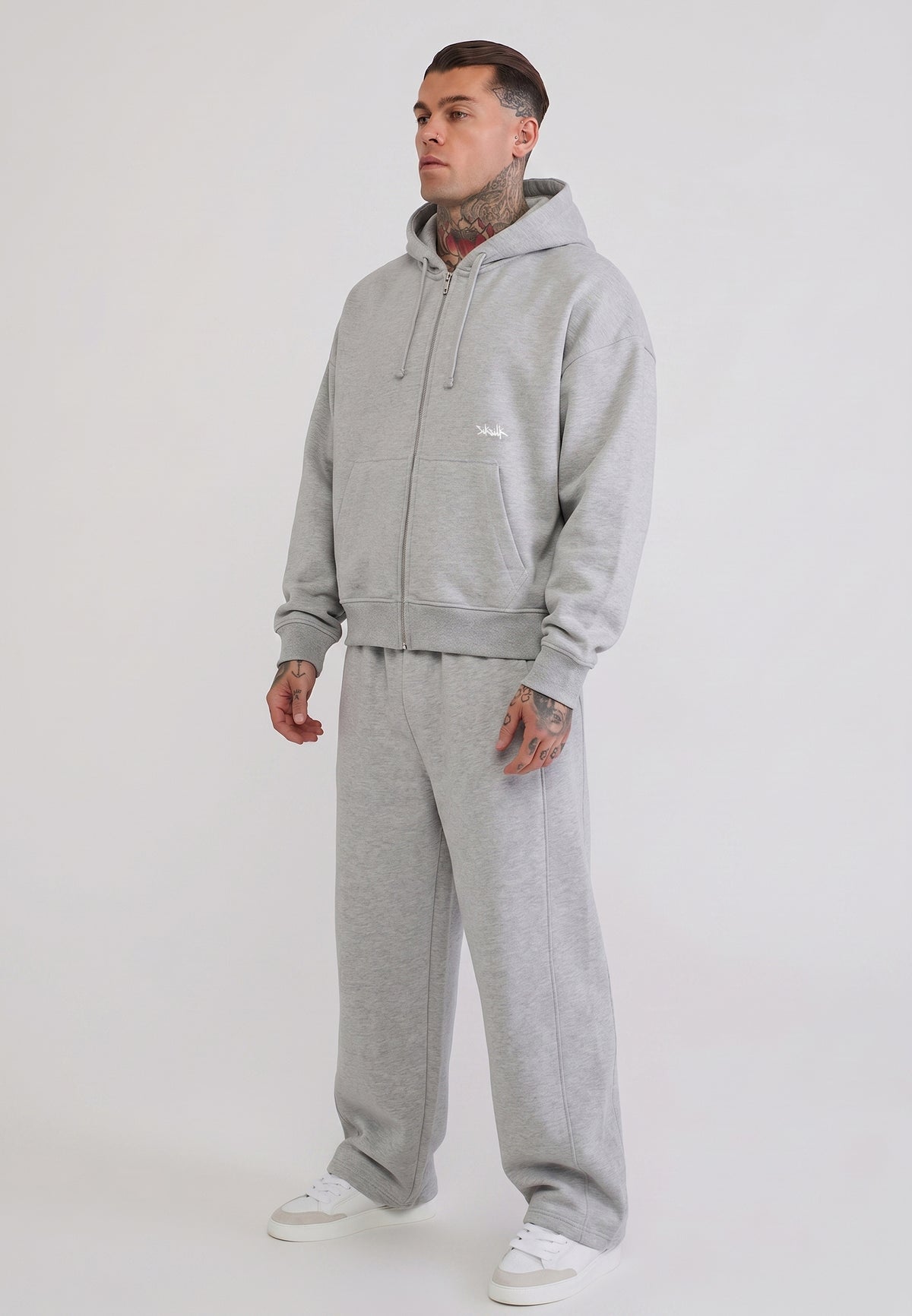 Grey Marl Full Zip Hoodie (4)