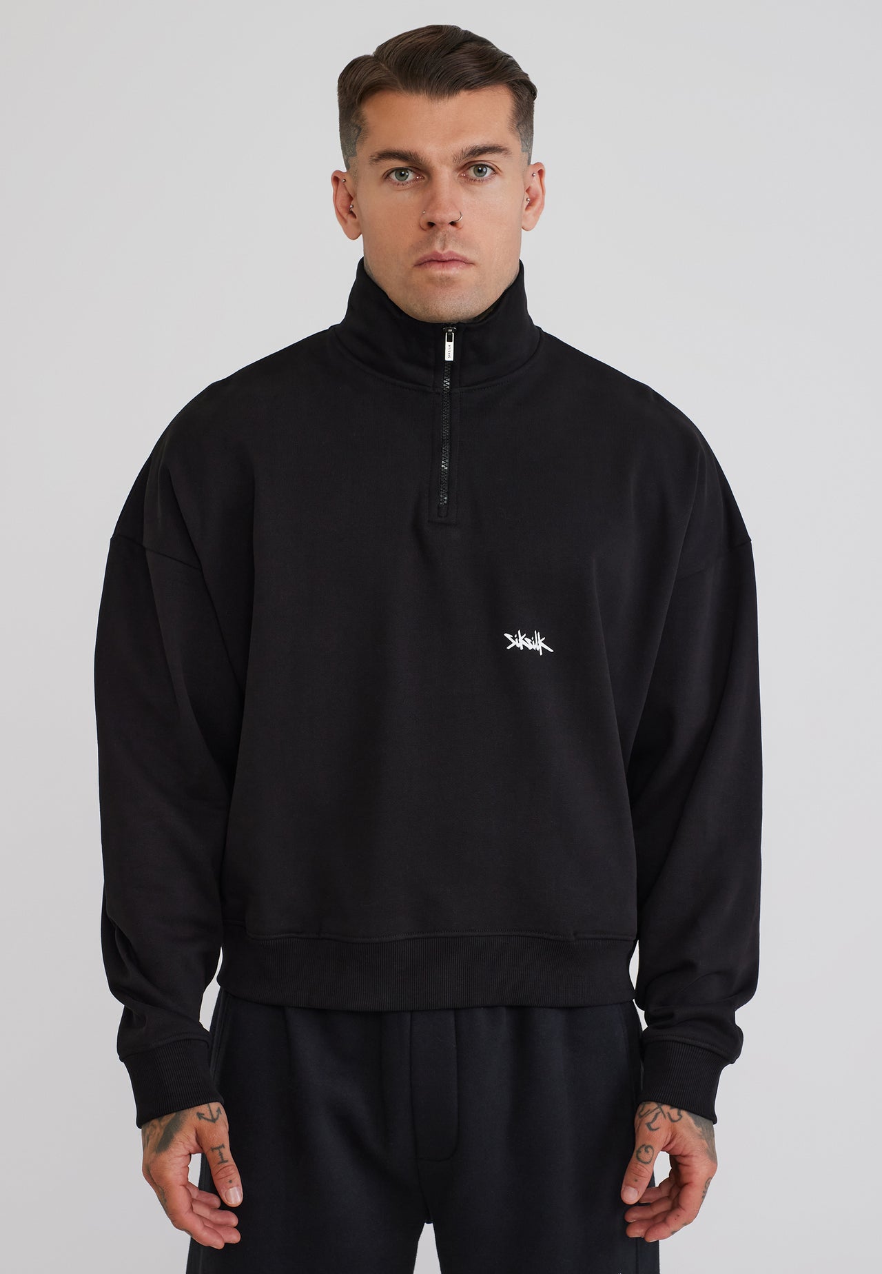 Black Quarter Zip Sweater