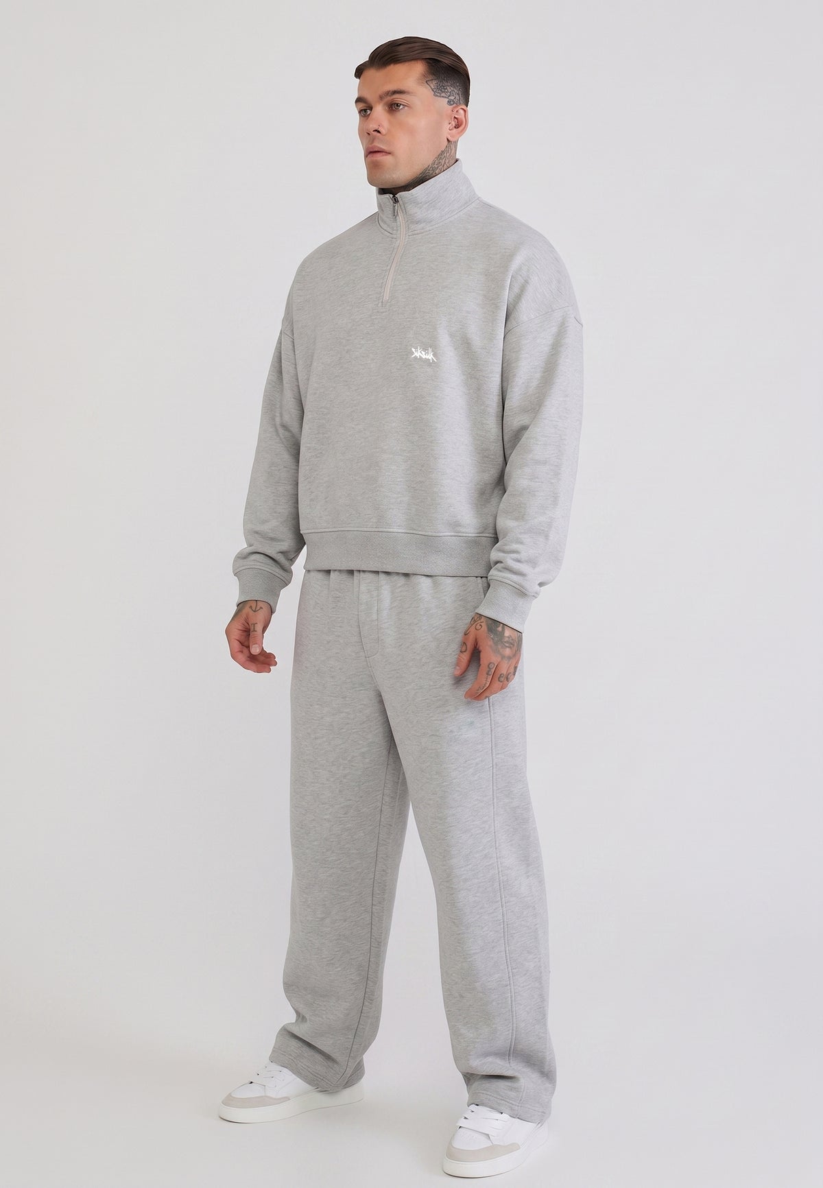 Grey Marl Quarter Zip Sweater (4)