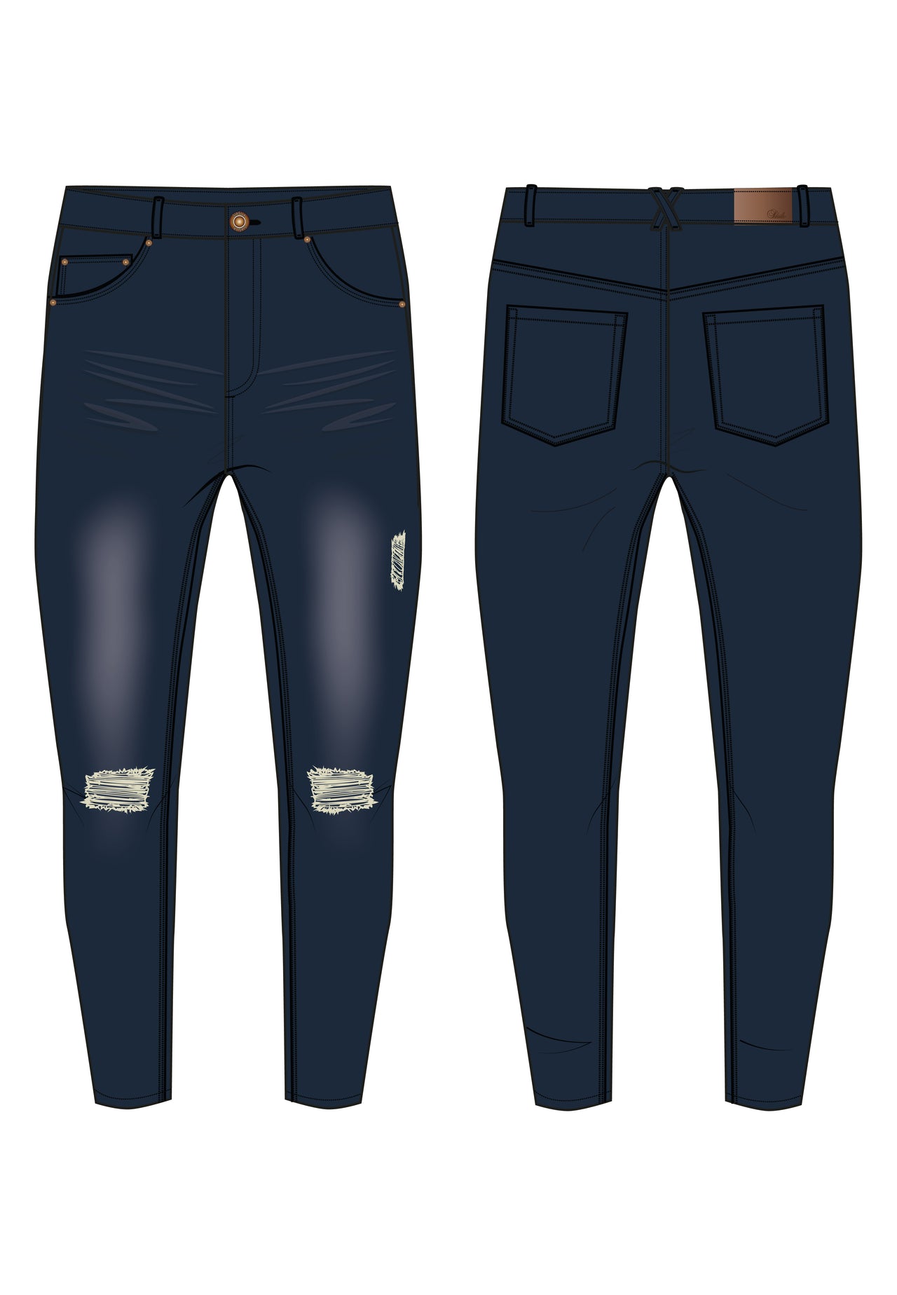 Washed Indigo Blue Distressed Skinny Jeans