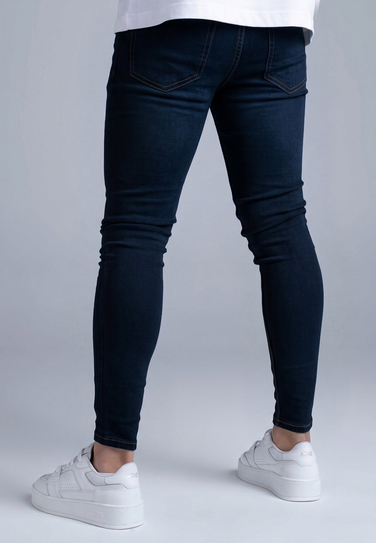 Washed Indigo Blue Distressed Skinny Jeans (4)