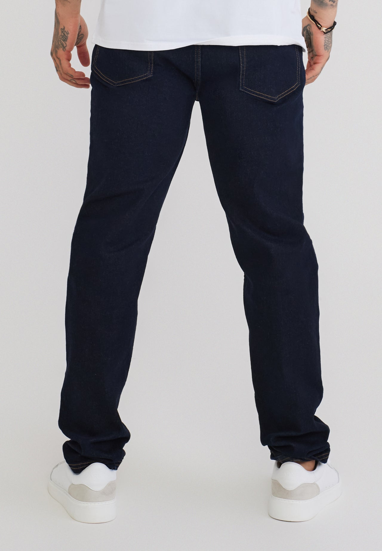 Washed Indigo Blue Slim Fit Jeans (4)