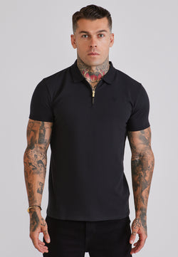 Black Zip Polo T-Shirt