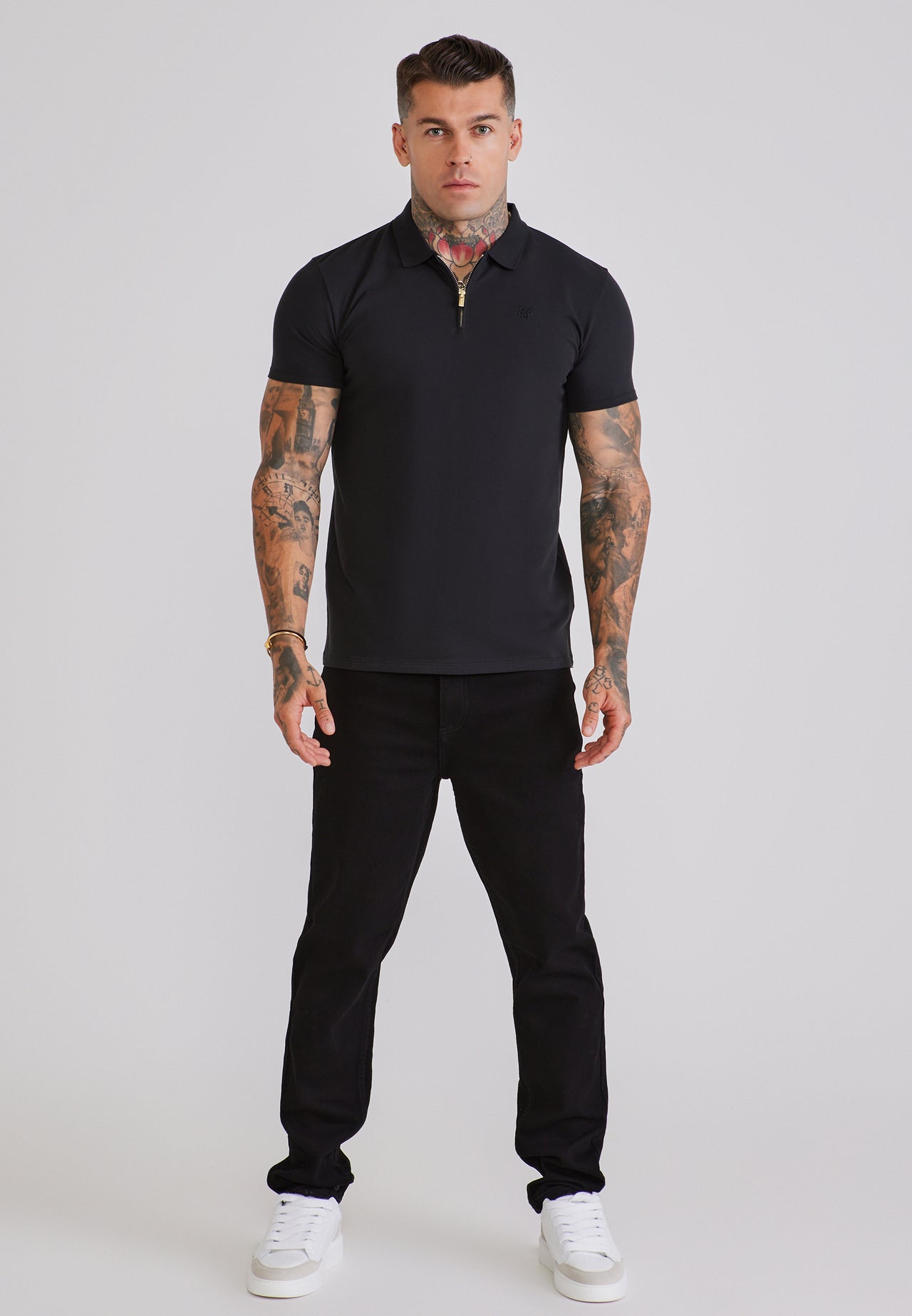 Black Zip Polo T-Shirt (2)