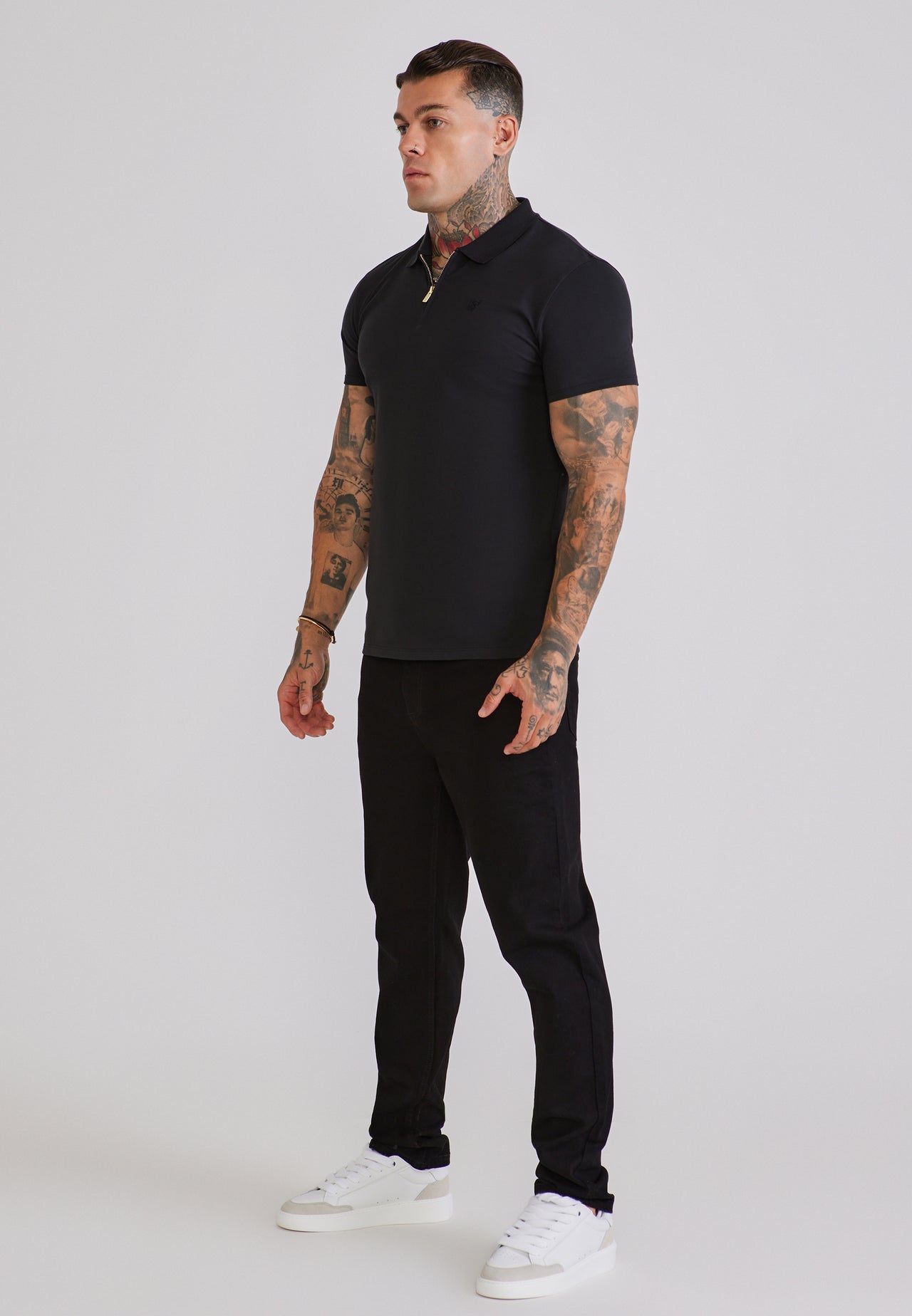 Black Zip Polo T-Shirt (3)
